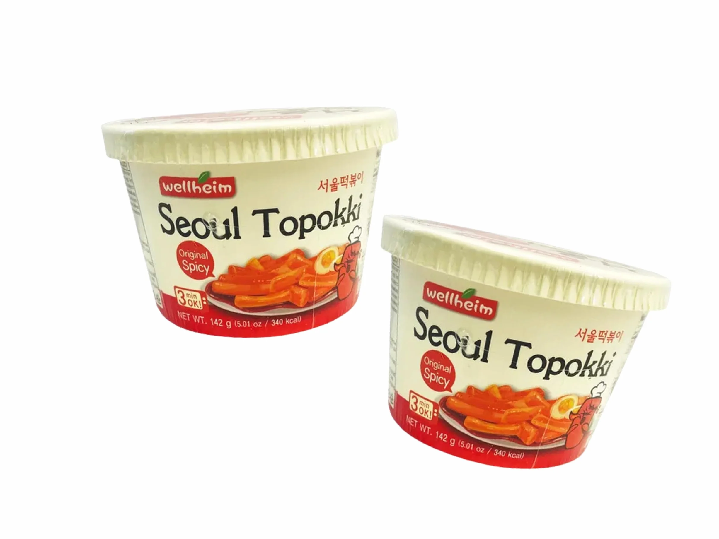 Wellheim Seoul Original Spicy Tteokbokki Confezione doppia – torta di riso coreana in tazza – gusto originale piccante – 2 x 142 g – OG ASIA – 284 g (originale affilato)