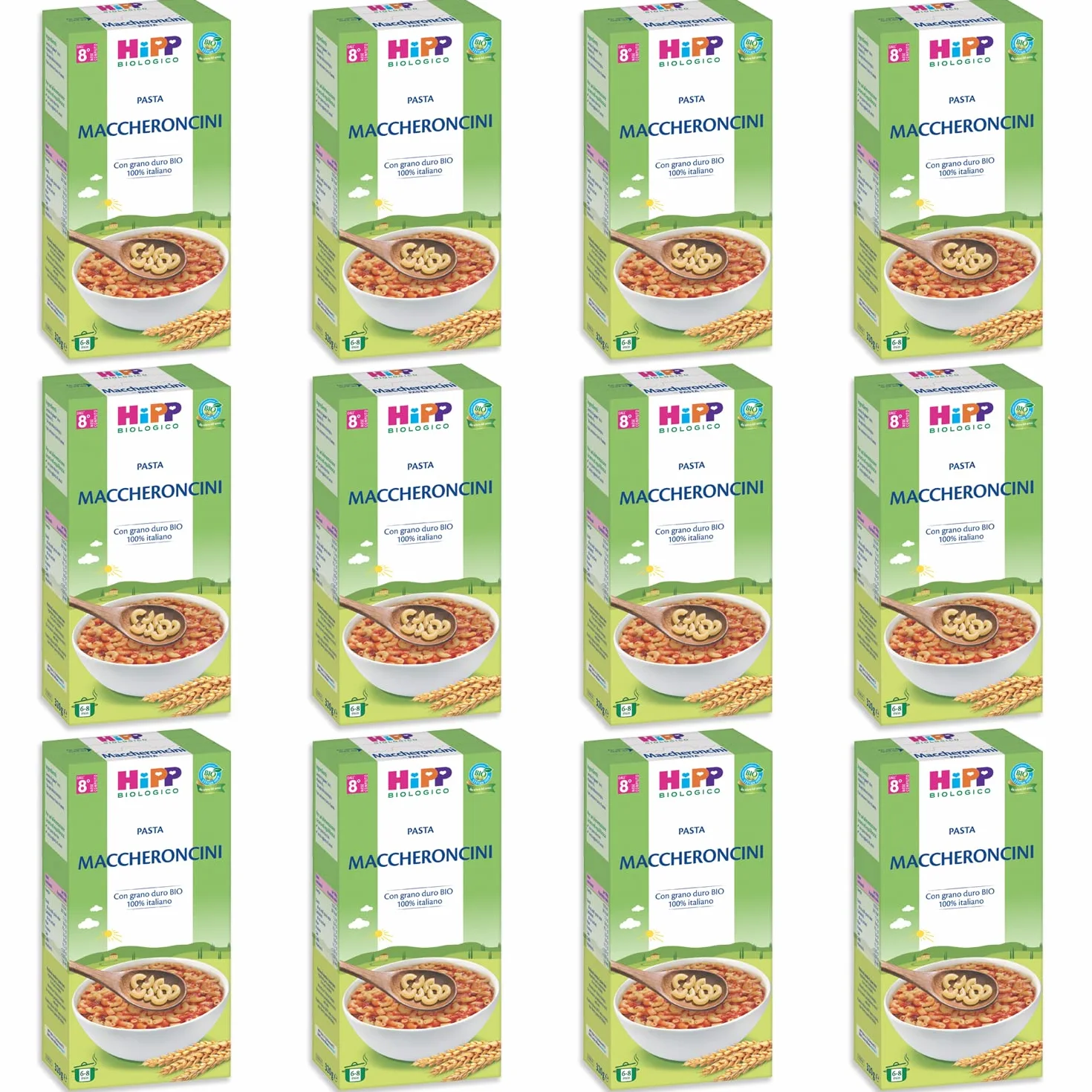HiPP - Pastina Bio, Maccheroncini, 12 Confezioni da 320 g