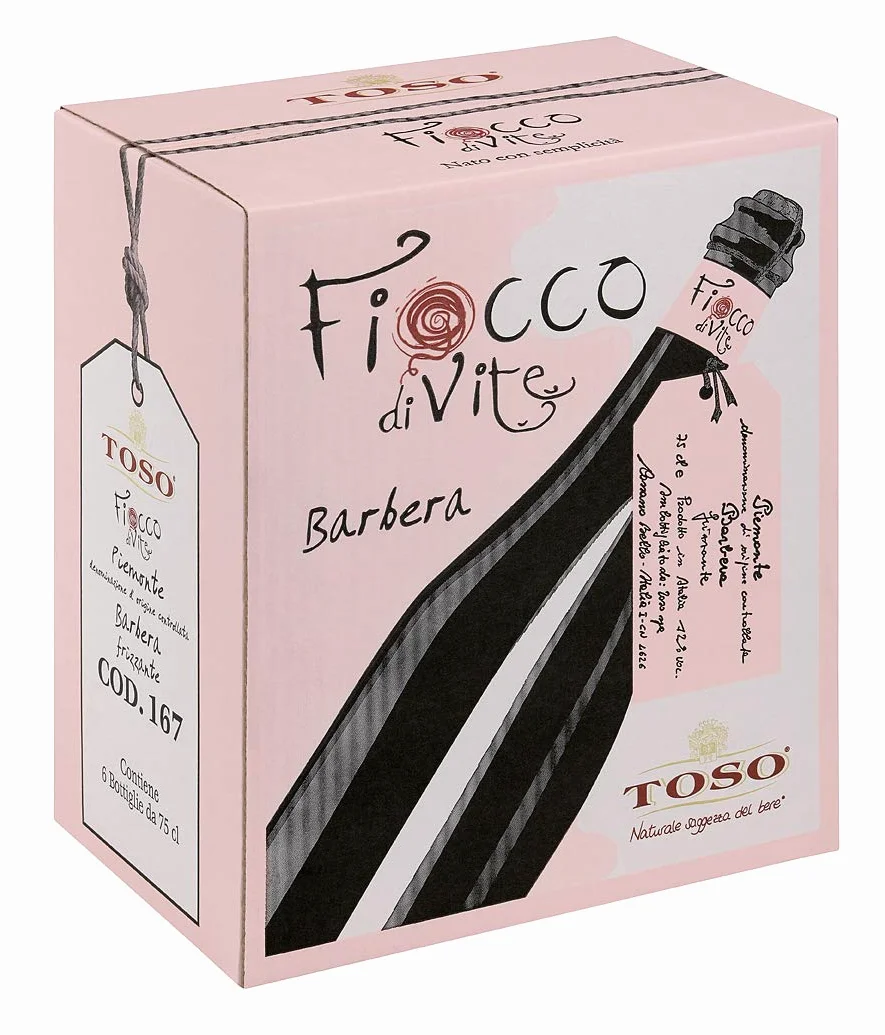 FIOCCO DI VITE Piemonte Doc Barbera Frizzante Fiocco Di Vite Vino Rosso Frizzante - 6 Bottiglie - 6x75cl