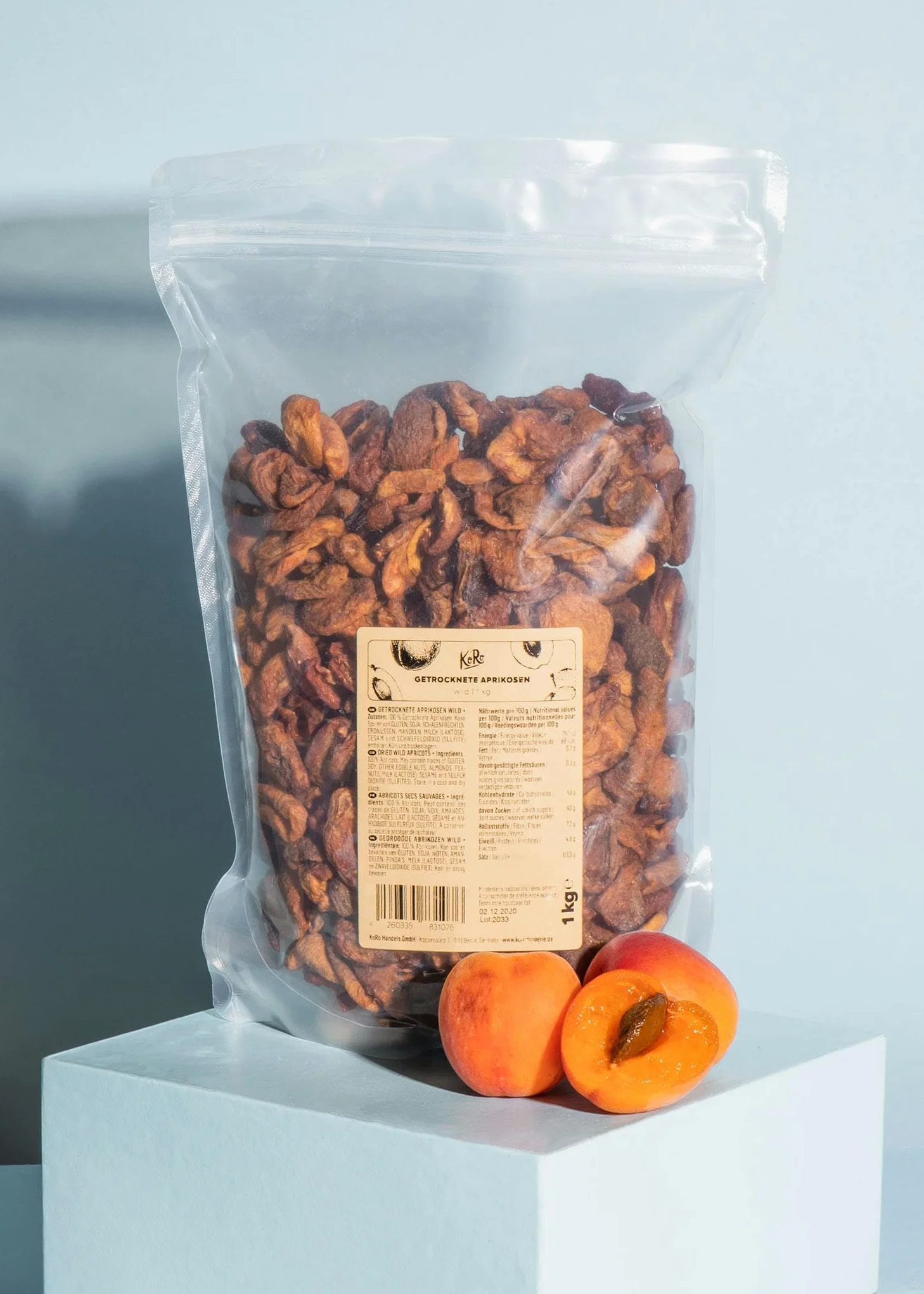 KoRo - Albicocche selvatiche essiccate 1 kg - Frutta secca naturale senza zucchero aggiunto e non solforata
