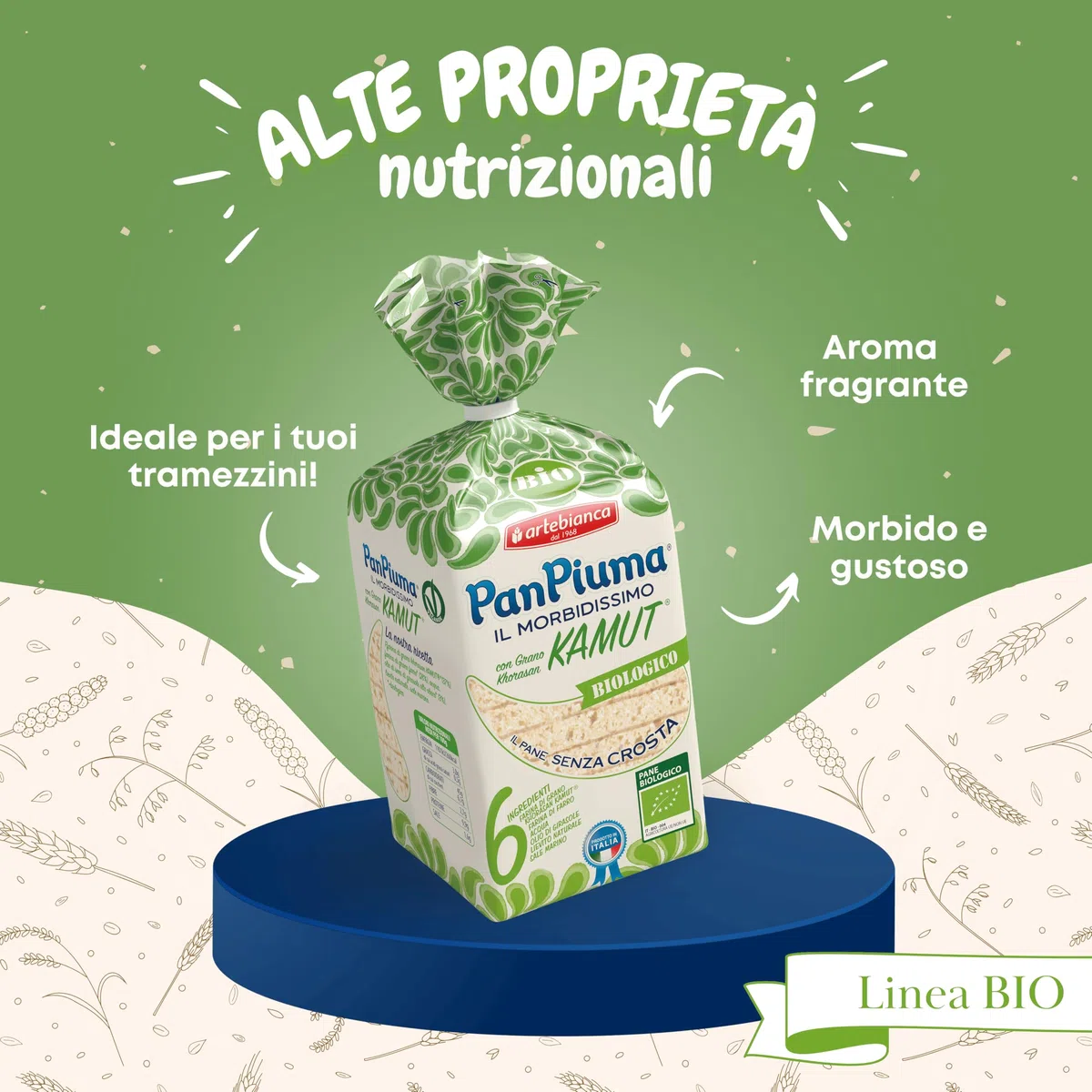 Pan Piuma Pane Morbido BIOLOGICO con Farina di Kamut (6 pezzi da 300g)