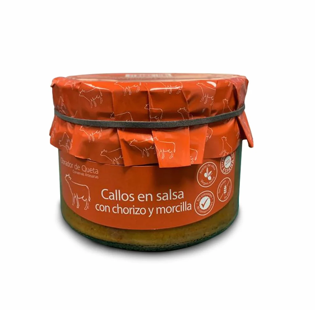 Trippa in salsa con chorizo ​​e sanguinaccio 560gr (Confezione da 4). Trippa alla Madrilena. Ricetta familiare, fatta in casa e artigianale. Conserve gourmet. Prodotto 100% fabbricato Spagna.