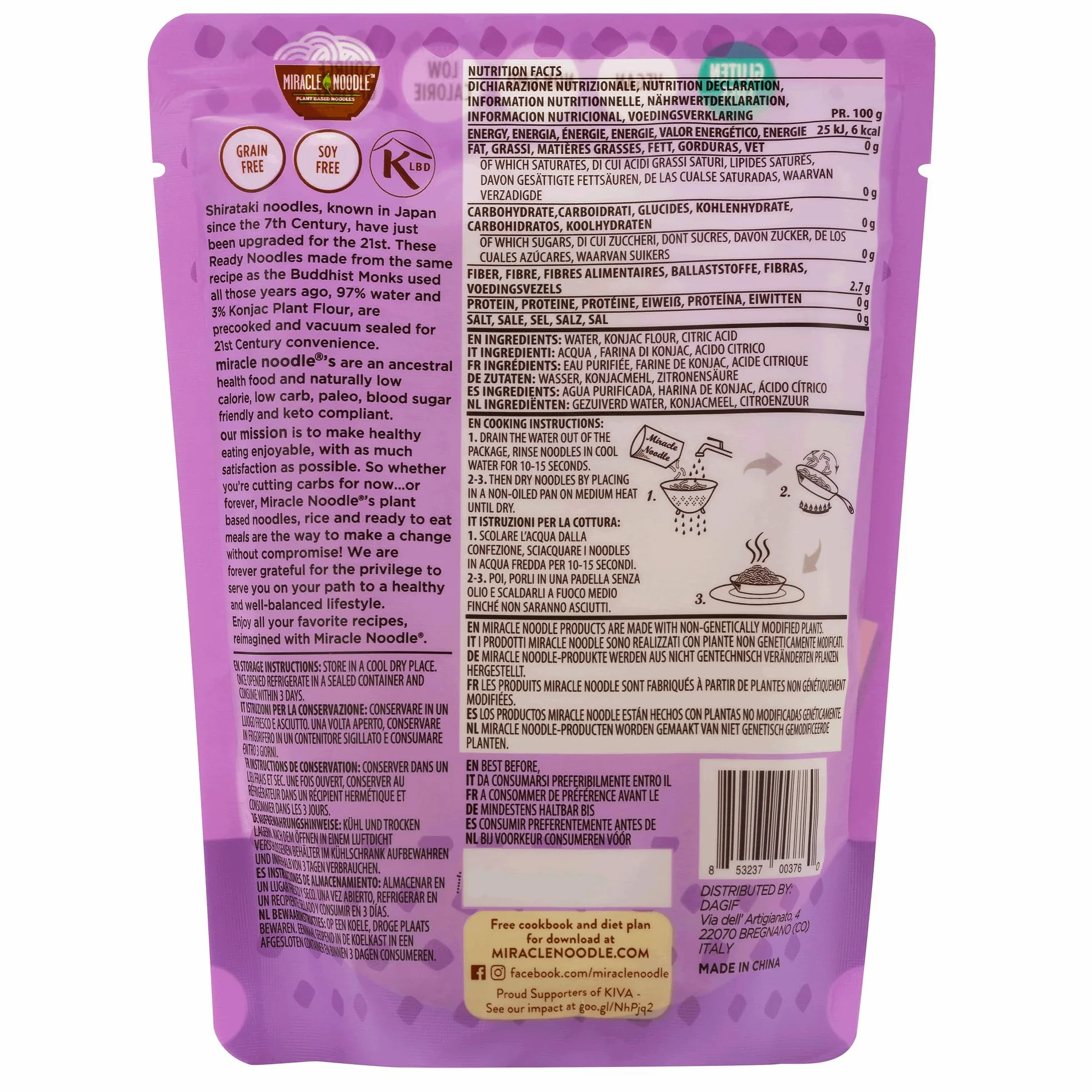 Penne Shirataki Miracle Noodle Senza Odore e Senza Retrogusto Scatola da 30 pacchetti