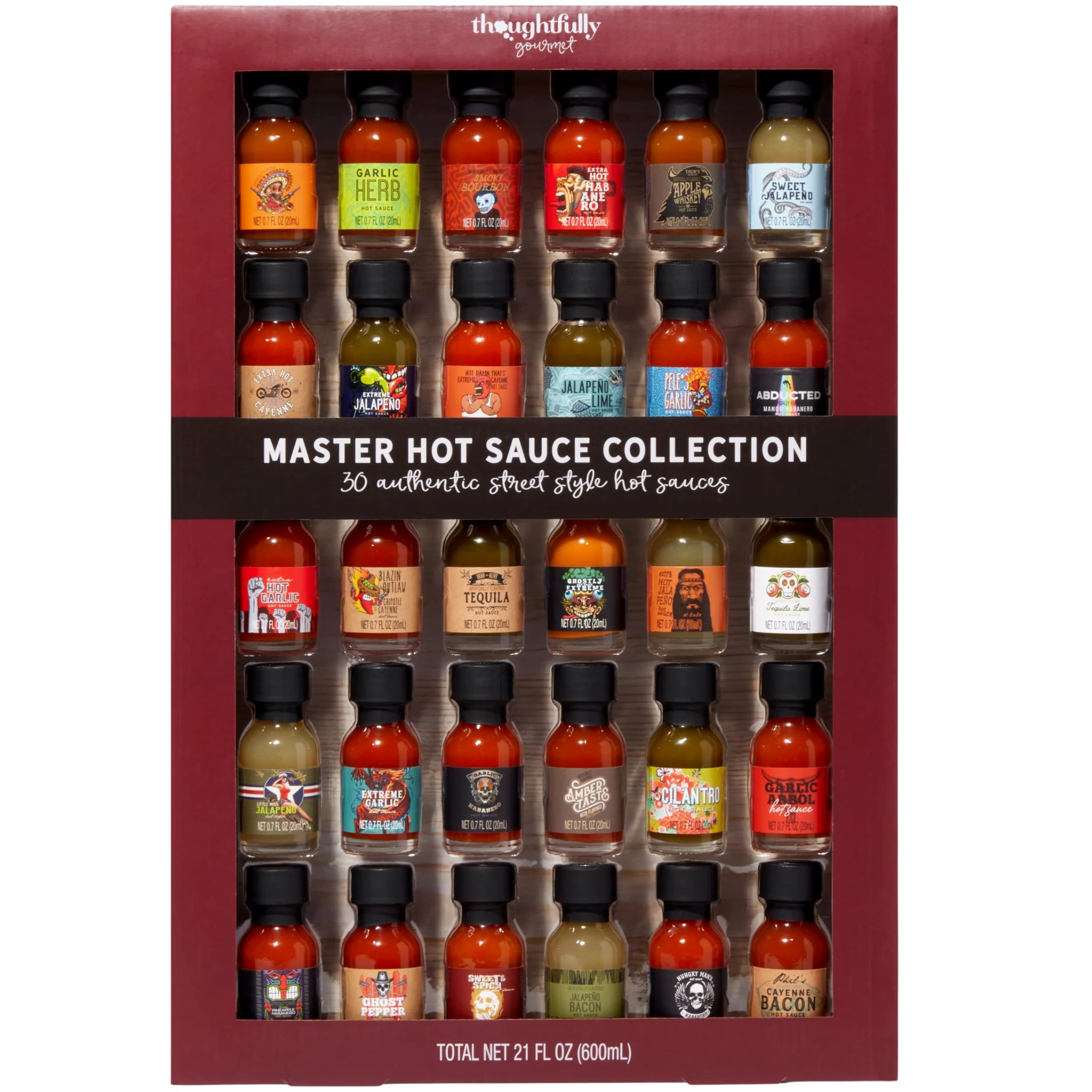 Thoughtfully – Set 30 Salse Piccanti dal Mondo – Hot Sauce Sampler – Regalo Originale per Uomo – Amanti del Piccante & Grillfans – Compleanno, Natale & Inaugurazione Casa – 30 x 20 ml