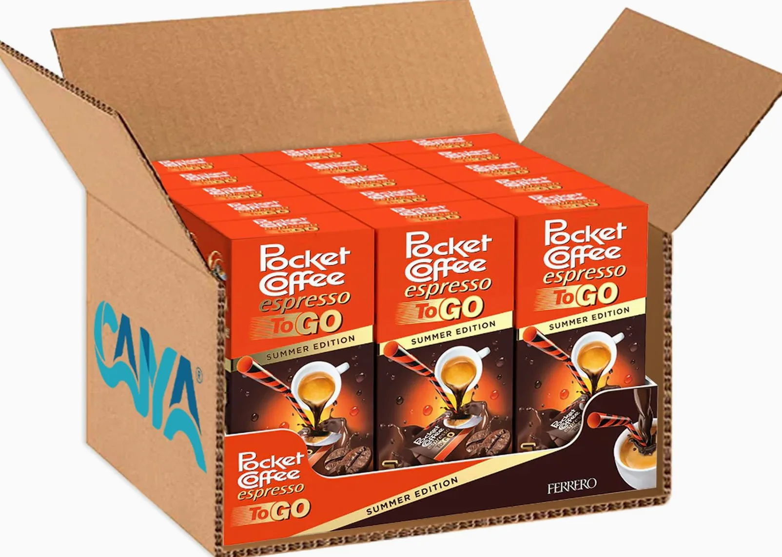 15X Pocket Coffee Espresso To Go Specialità Liquida al Caffè e Cioccolato Fondente Confezione da 3 Pezzi 64,8ml - Summer Edition