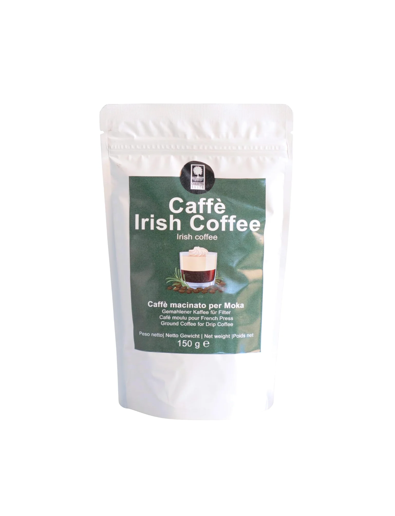 CORRETTO SUITE - Caffè aromatizzati per Moka - 150 g (Caramello, Cioccolato, Irish Coffee, Vaniglia, Nocciola) (Caramello, Cioccolato, Irish Coffee, Vaniglia, Nocciola)