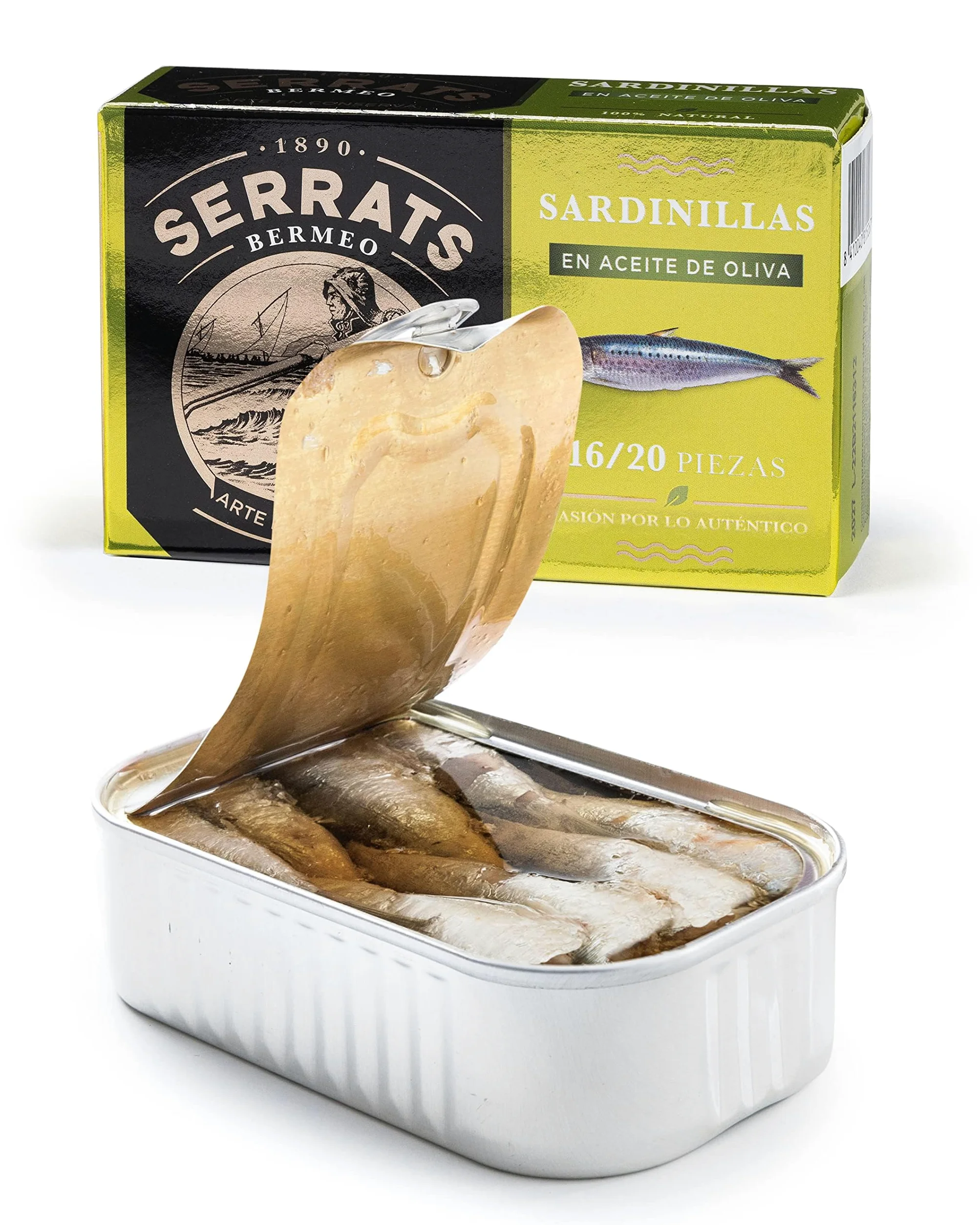CONSERVAS SERRATS - Sardine Piccole Txikis in Olio d'Oliva Extravergine - 12 Lattine x 115g (Totale: 1380g) - Lavorazione Artigianale dal 1890 - Senza Glutine - Ricco di Omega 3