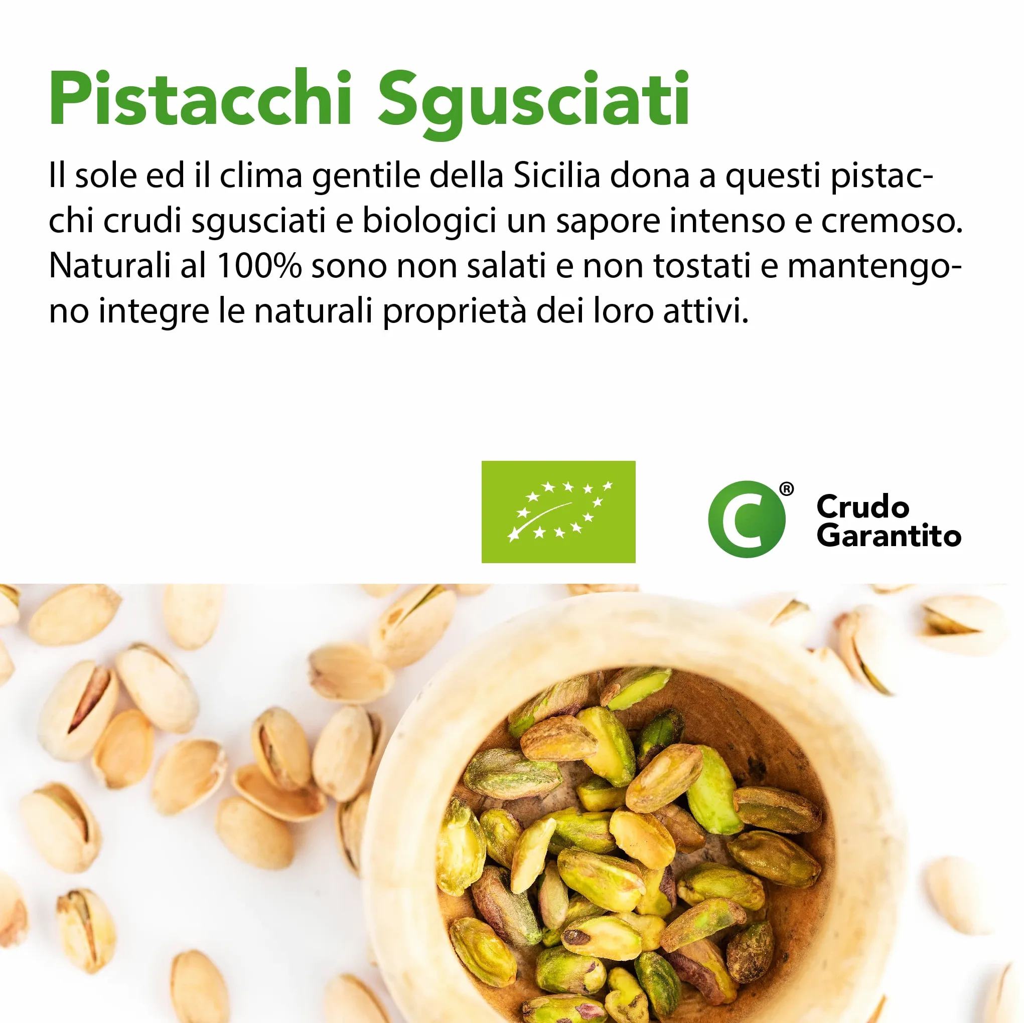 Pistacchi Sgusciati non Salati Biologici - 400g. Pistacchi Siciliani al Naturale non Tostati. Fonte di Acidi Grassi Fibre Vitamina E B1 B6 e Antiossidanti.