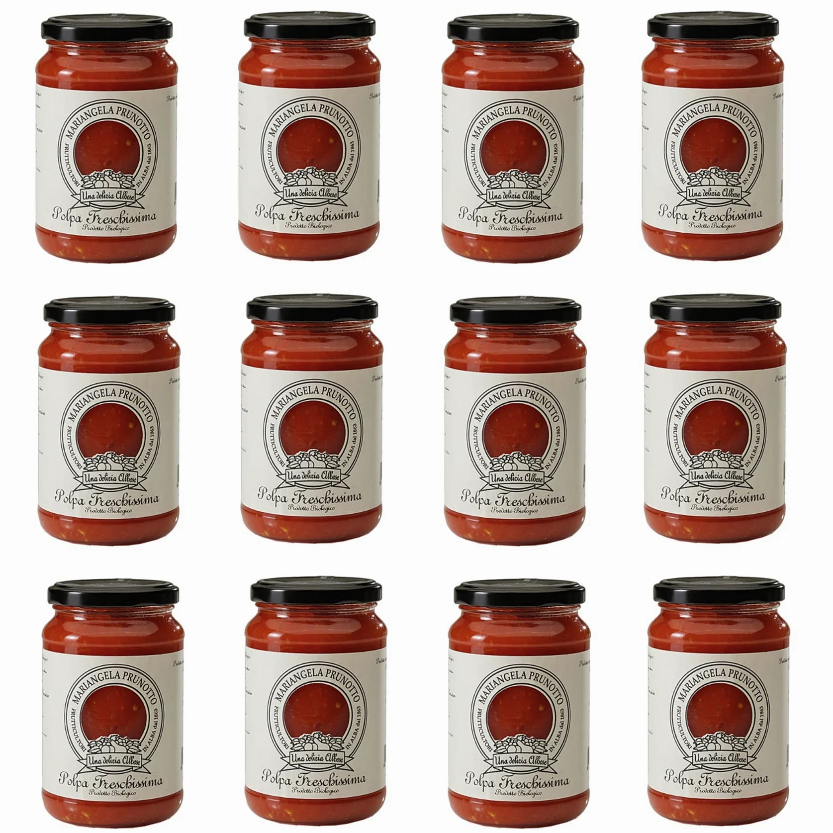 Mariangela Prunotto - Una Delizia Albese - Frutticultori In Alba Dal 1864 Azienda Agricola - Polpa Freschissima Biologica di Pomodoro 12 vasetti da 340 g (12x340g)