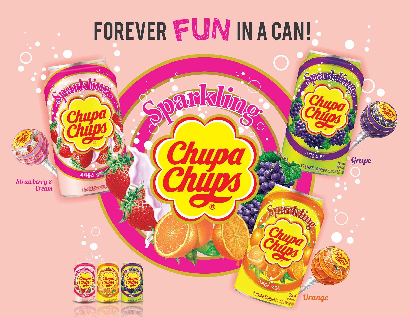 Nam Yang Chupa Chups - Bevanda frizzante al gusto di uva, 345 ml (6 lattine)