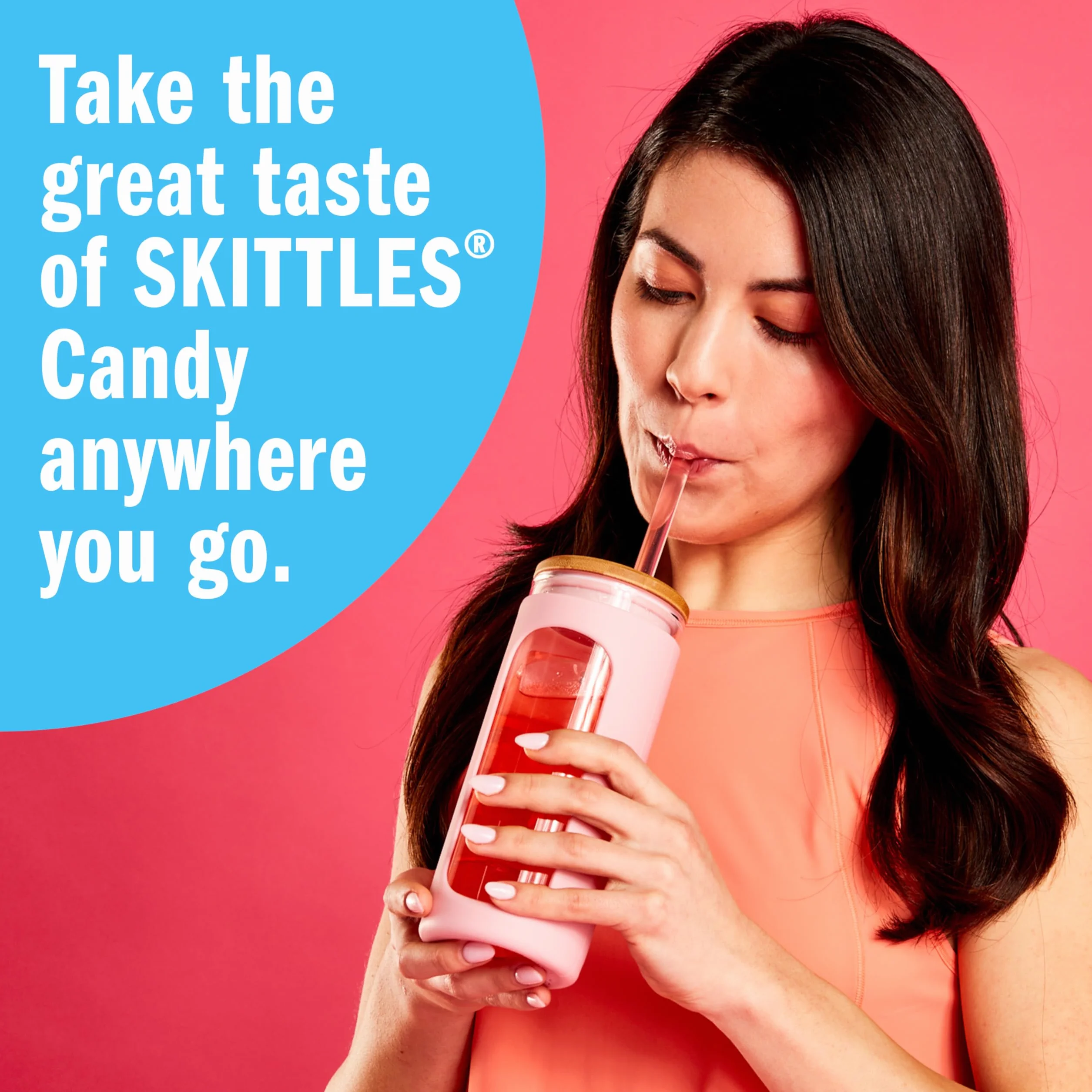 Skittles Singles To Go - Confezione assortita di sapori tropicali, 40 pezzi, mix di bevande in polvere, zero zucchero, basso contenuto calorico, include 4 gusti: