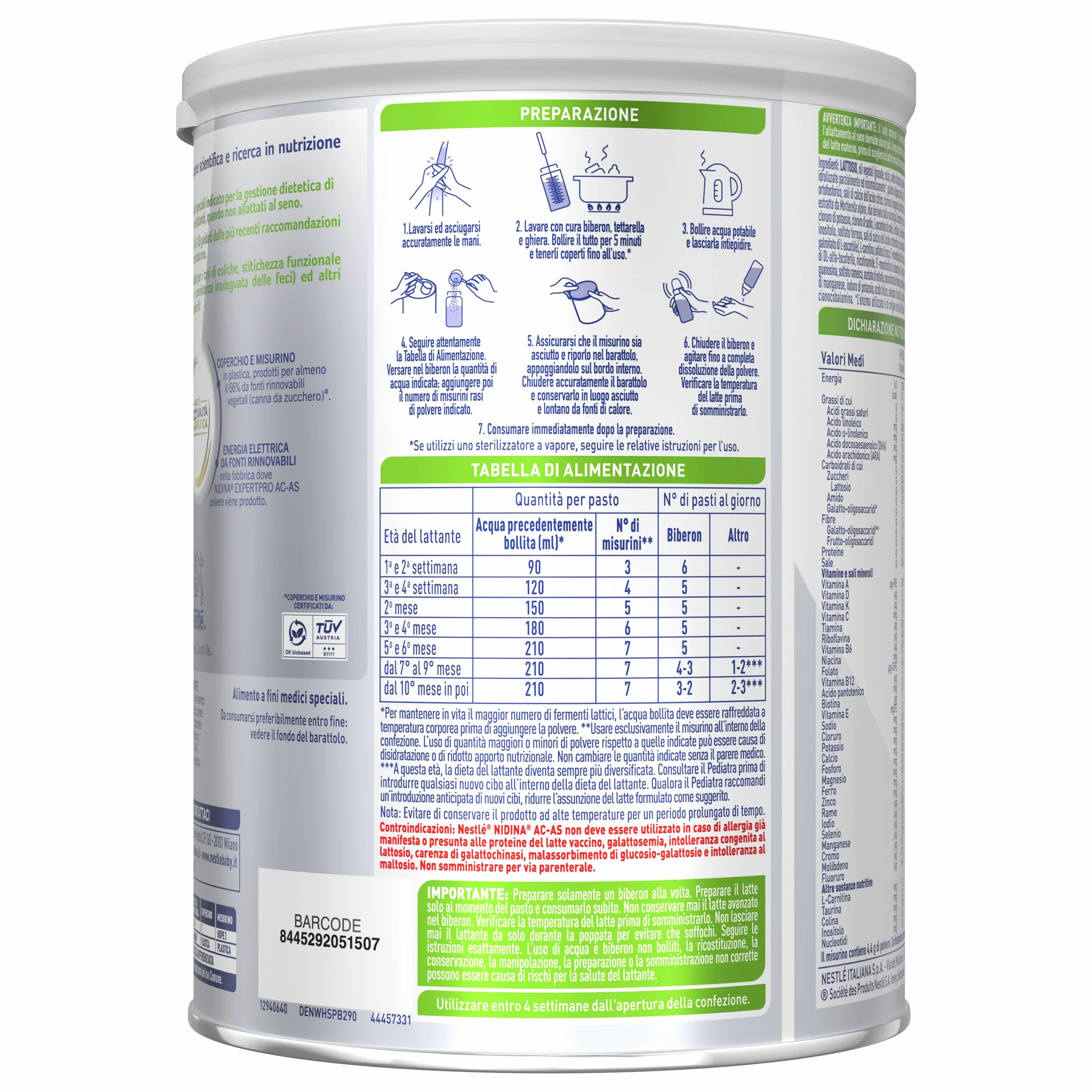 NIDINA EXPERT PRO AC-AS Alimento a fini medici speciali in polvere, Latta 800g
