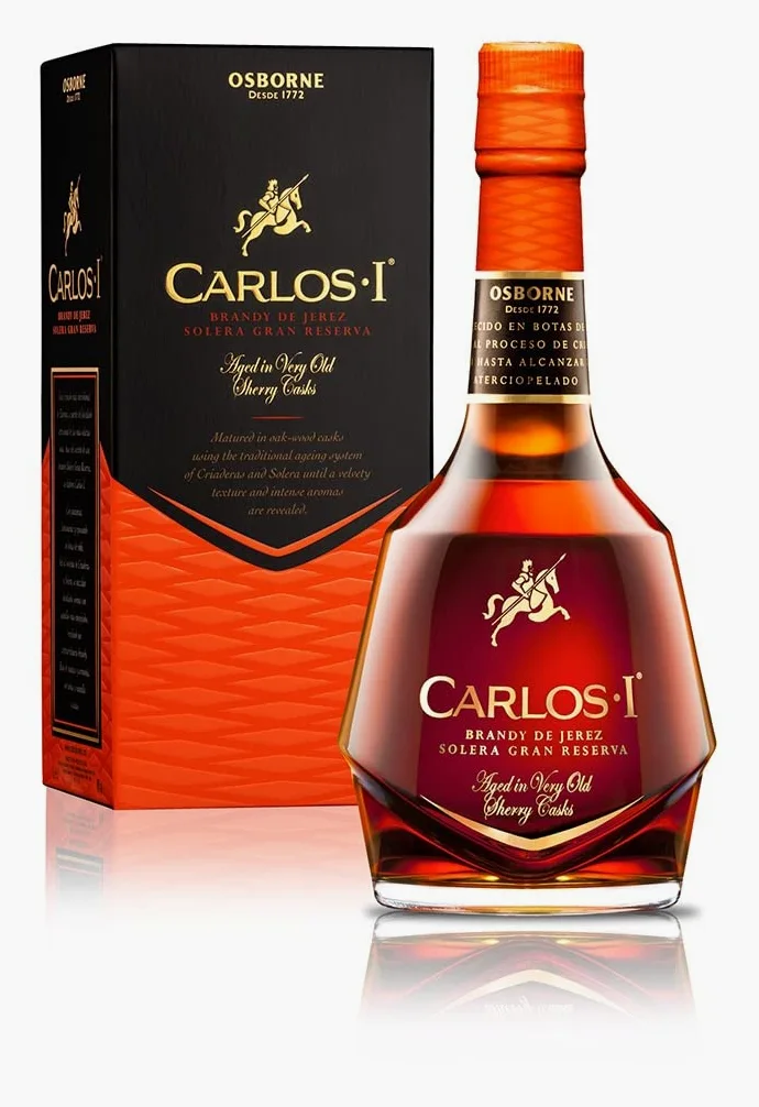 Osborne Carlos Imperial Brandy, 700 ml & Brandy De Jerez con Confezione Regalo, 700ml