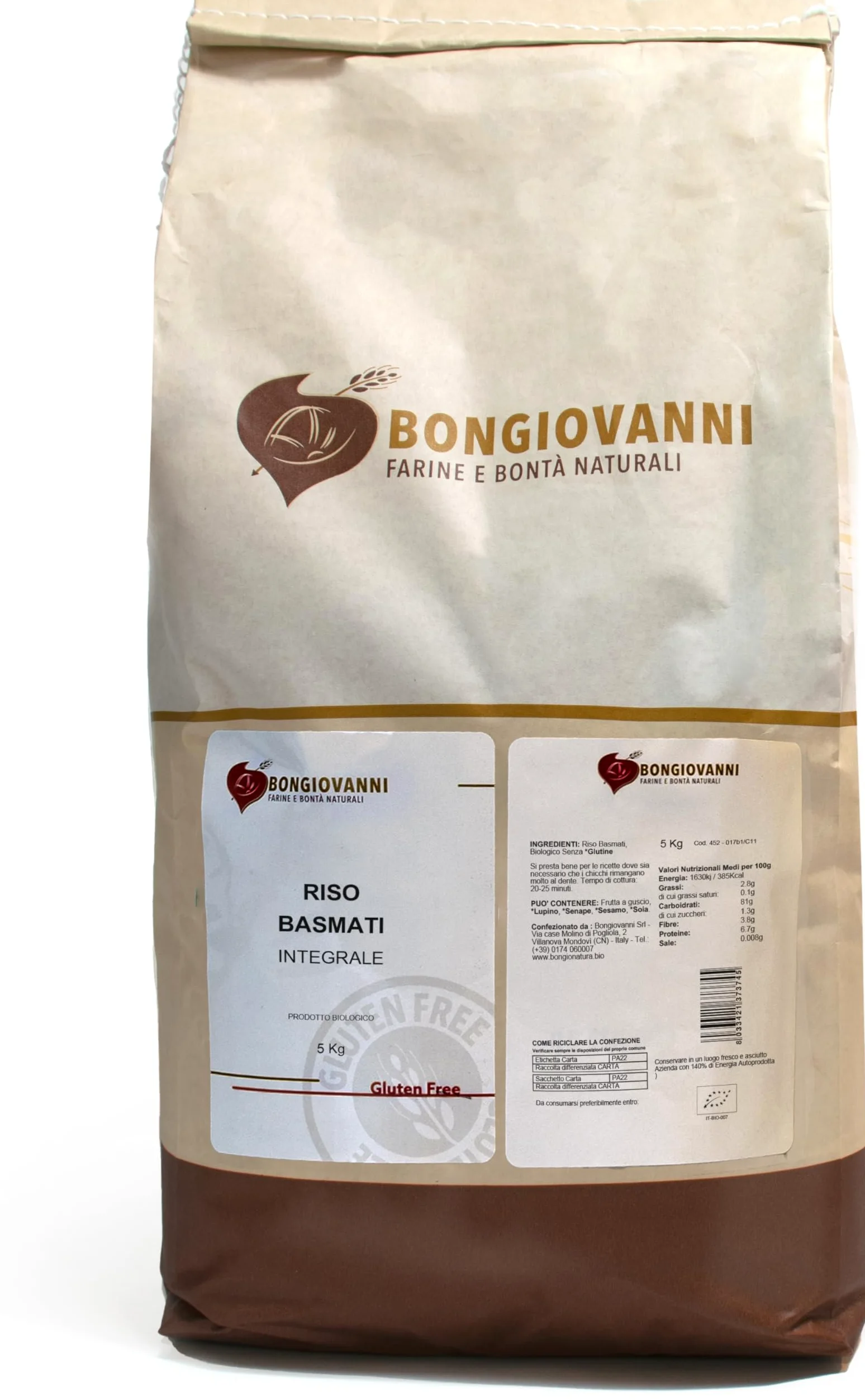 BONGIOVANNI FARINE E BONTA' NATURALI Riso Basmati Integrale 5Kg BIO