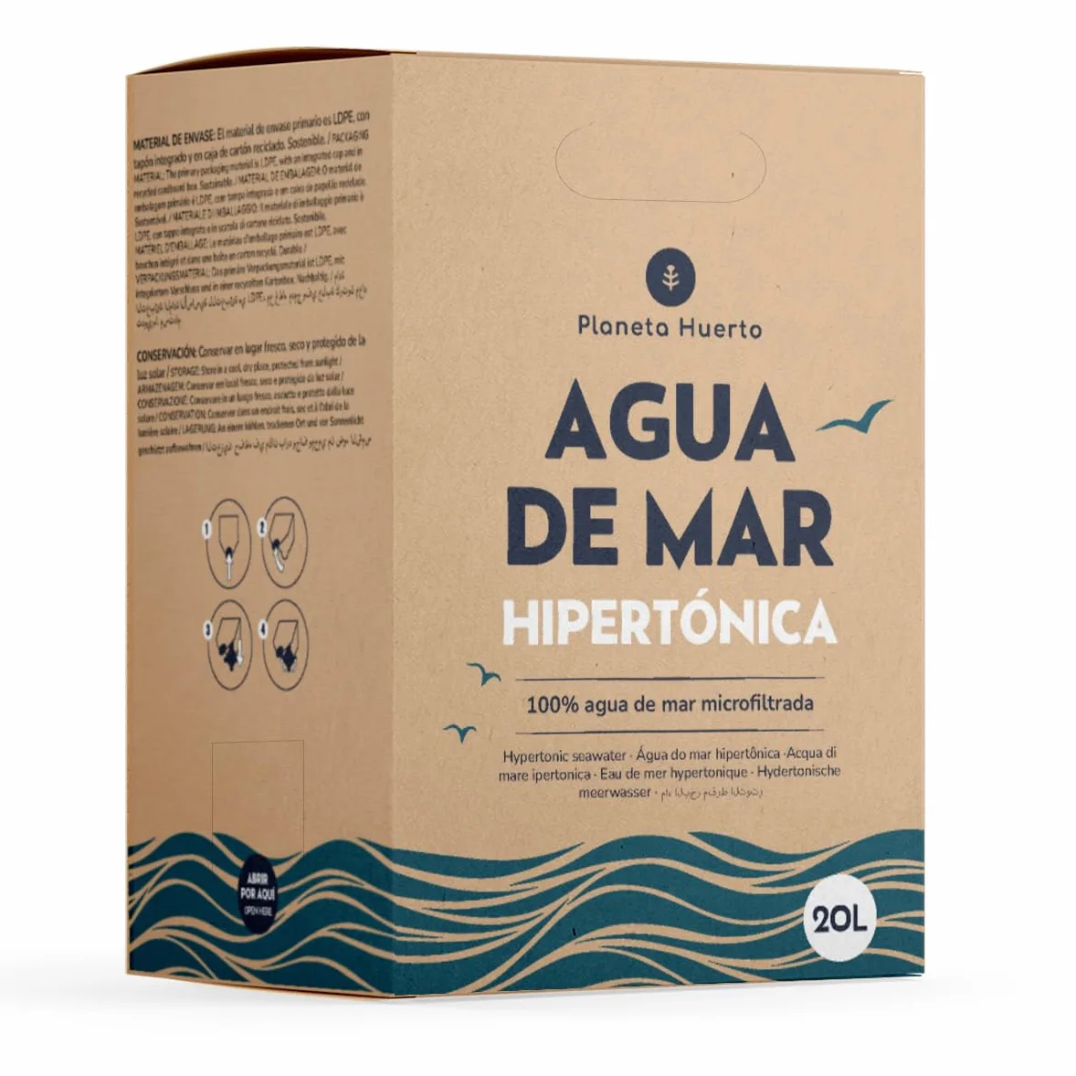 PIANETA ORTO | Acqua di Mare 20L Microfiltrata 100% pura proveniente dal Mar Mediterraneo - Acqua di mare per bere ipertonica Nutrienti essenziali intatti