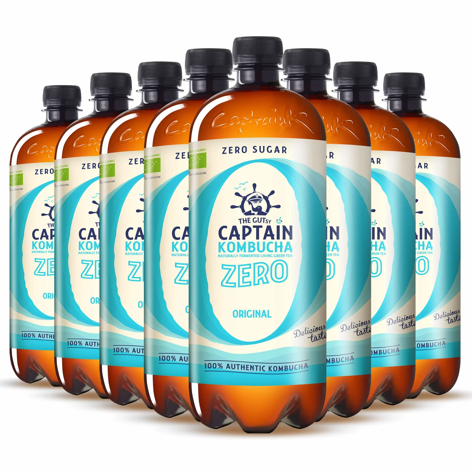 The Gutsy Captain Kombucha ZERO - Te Kombucha, ZERO zucchero, ZERO calorie, Raw Vegan - 8 x 1000 ml (MixBox)