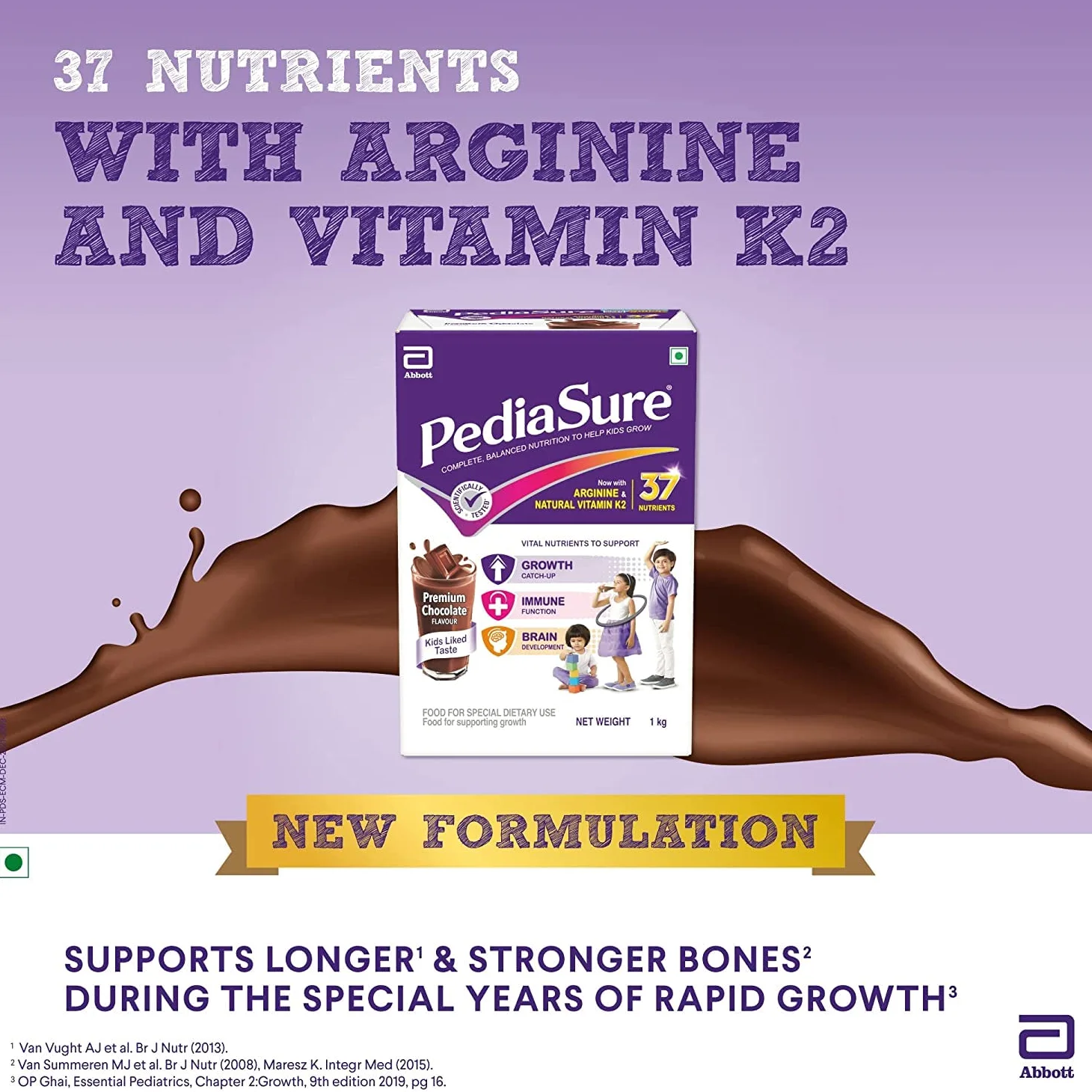 PediaSure Premium Chocolate 1Kg/35.2Oz - Plastic Jar - for Kids 2 years to 10 years by Abbott