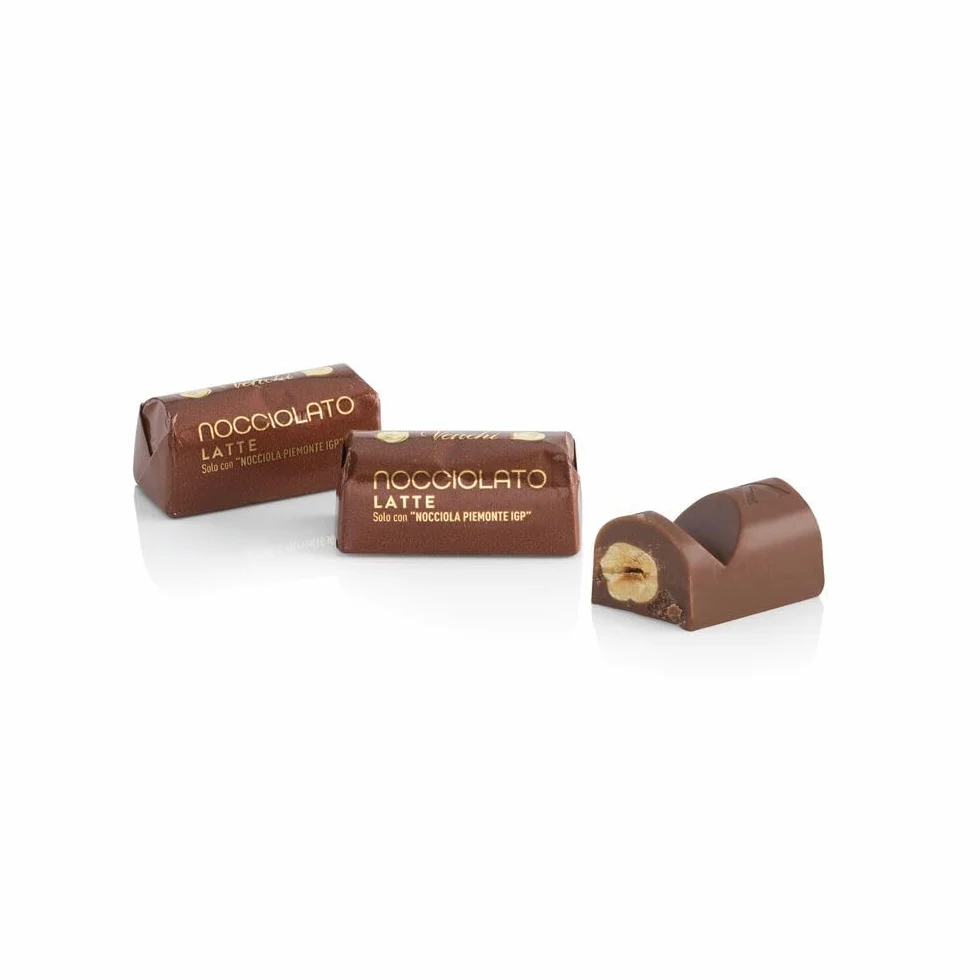 Venchi - Lingottino Nocciolato Latte - Cioccolatino con Nocciole Piemonte IGP intere, 1 kg - Senza Glutine