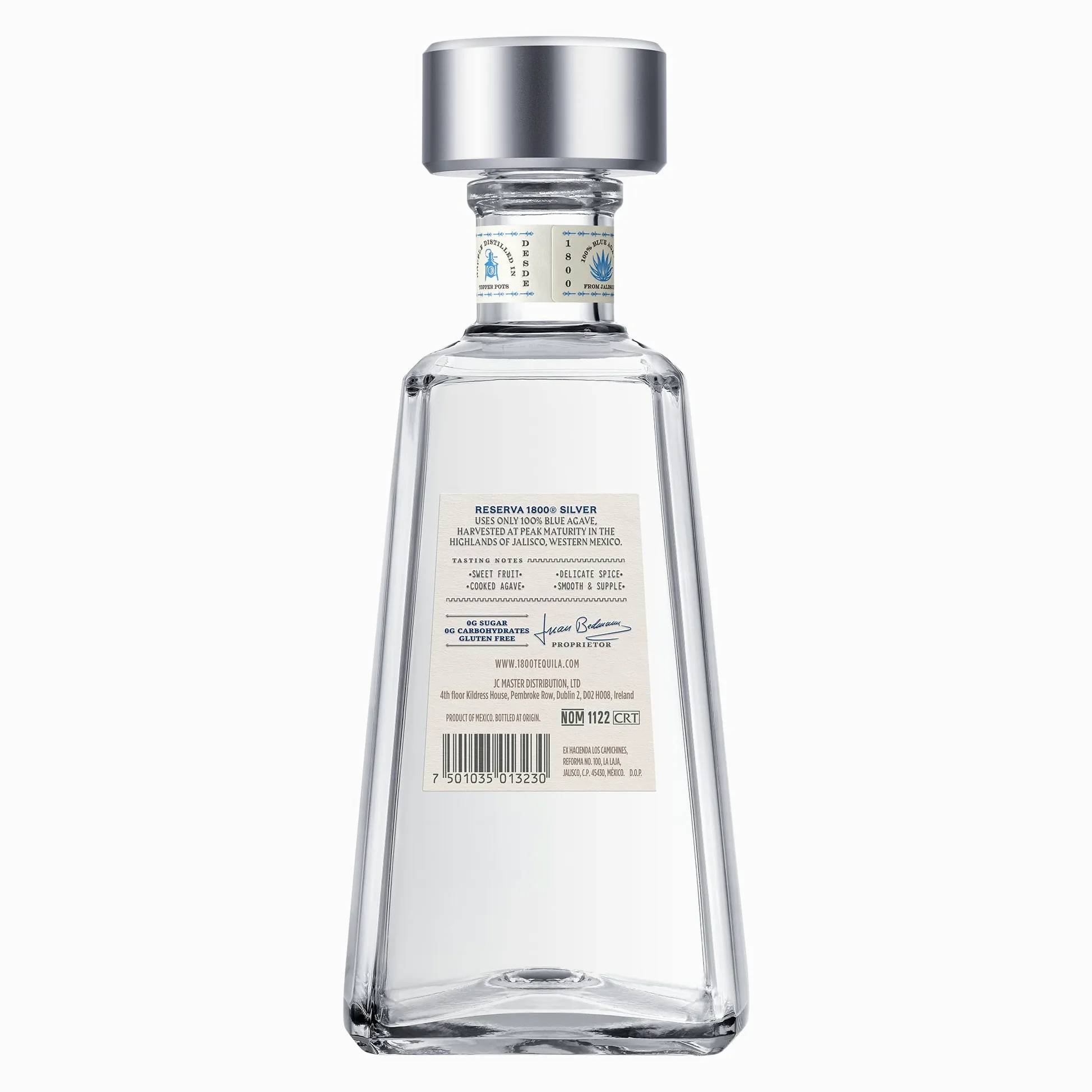 1800 Silver 70 cl - Tequila premium 100% Blue Agave. Sapore bilanciato con note fruttate e pepate. 38% vol.