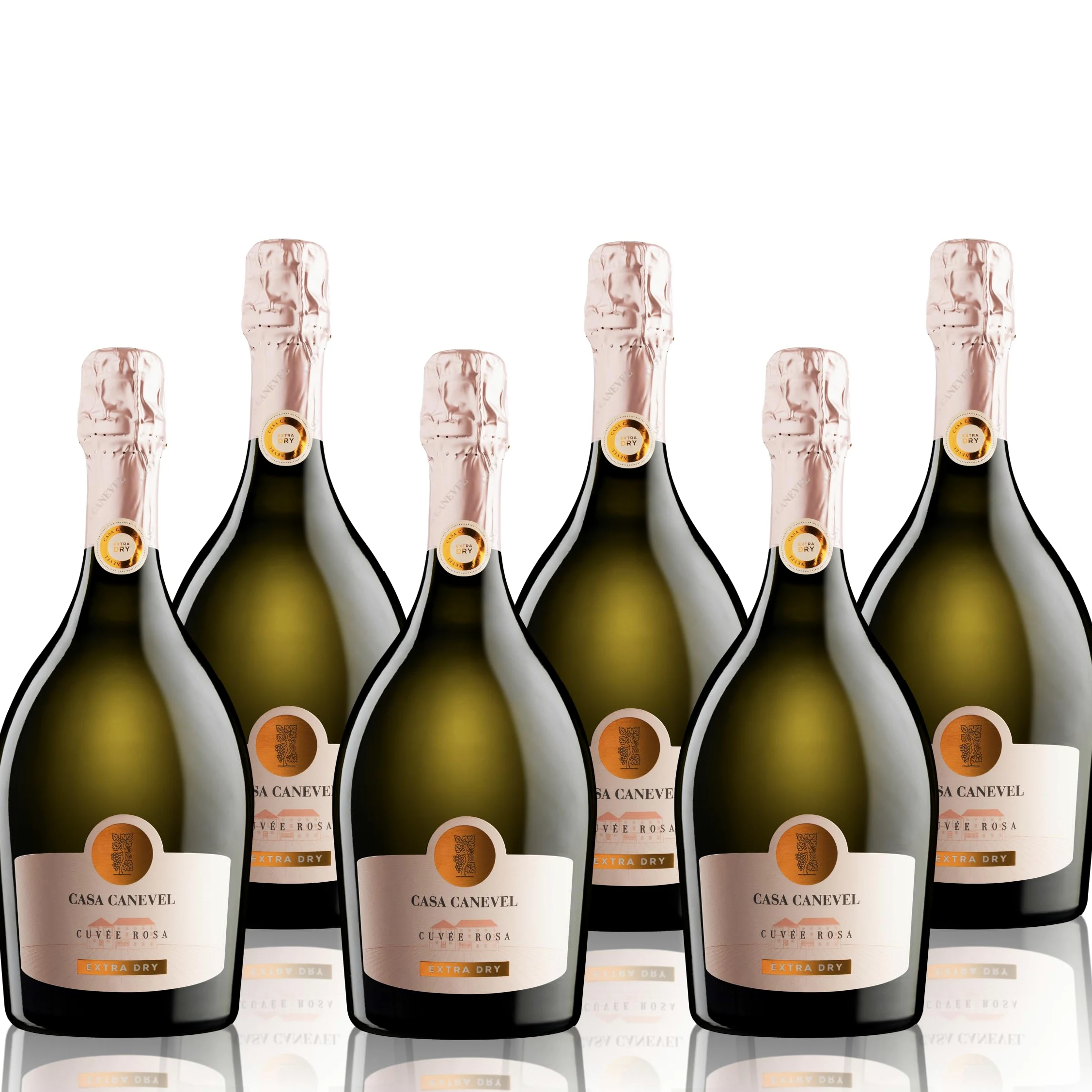 CASA CANEVEL "CUVÈE ROSA EXTRA DRY" | Vino Spumante Rosé Extra Dry| 6x750 ml | Confezione 6 bottiglie