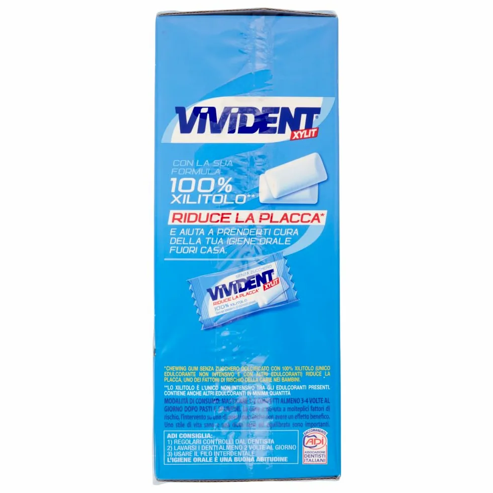 Vivident Xylit, Chewing Gum, Gusto Menta, Senza Zucchero, Senza Glutine, Confezione da 200 Gomme da Masticare Ripiene Monoporzione, Incartate Singolarmente,da Condividere, Feste, Compleanni