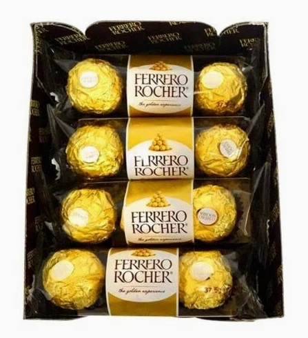 Ferrero Rocher Cubo Espositore con 16 Confezioni da 3 Praline di Cioccolato Ciascuno 37g T3x16