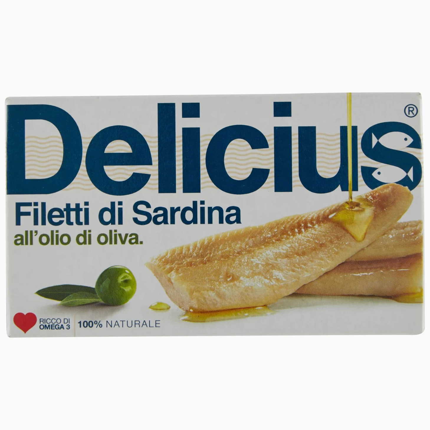 Delicius Scatola di Filetti di Sardina in olio di oliva, 120G (10 pezzi)