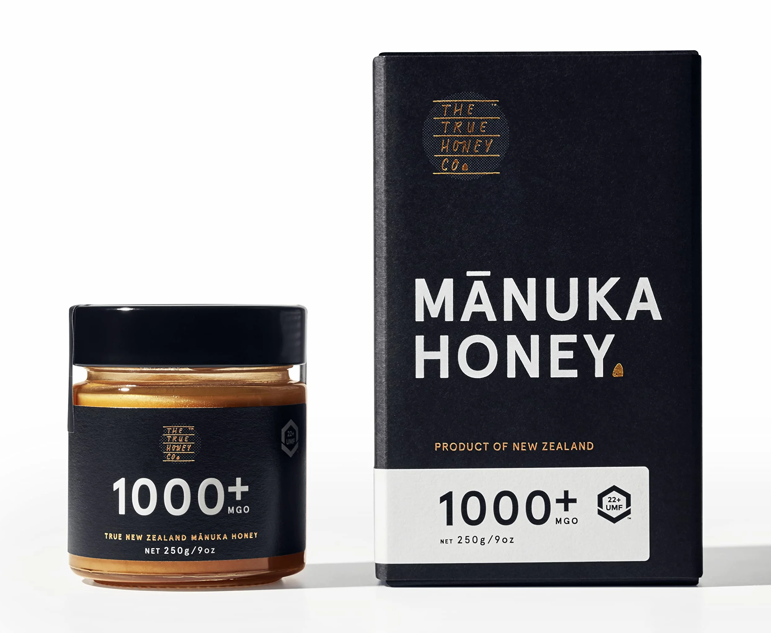 The True Honey Co. Miele di Manuka MGO 1000+ (UMF 22+) 250g | Certificato MGO e UMF | Esclusivo e di alta qualità | Prodotto e confezionato in Nuova Zelanda | In vetro con Signature Box | Di NZfyMe