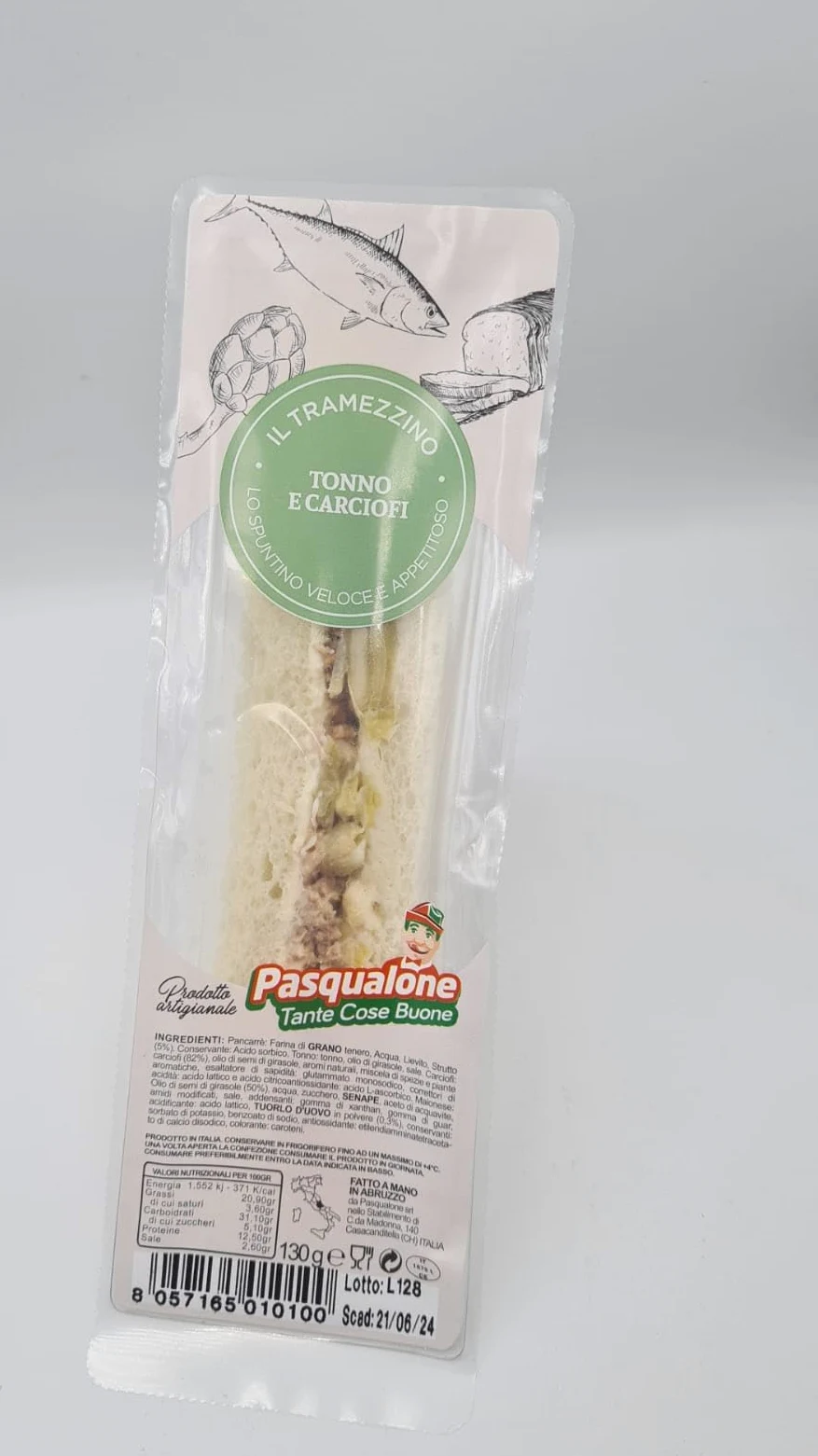 Pasqualone - 10x Tramezzino Tonno e Carciofi Fatti a mano || Prodotto Fresco da mettere in Frigo ||