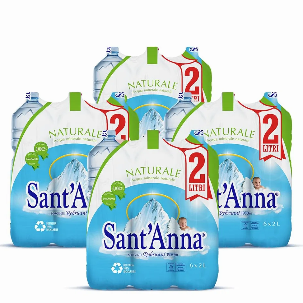 Acqua Sant'Anna Pack 2,0L Naturale | 24 bottiglie | Acqua Minerale Naturale Oligominerale Minimamente mineralizzata | Bottiglie di Plastica 100% Riciclabile