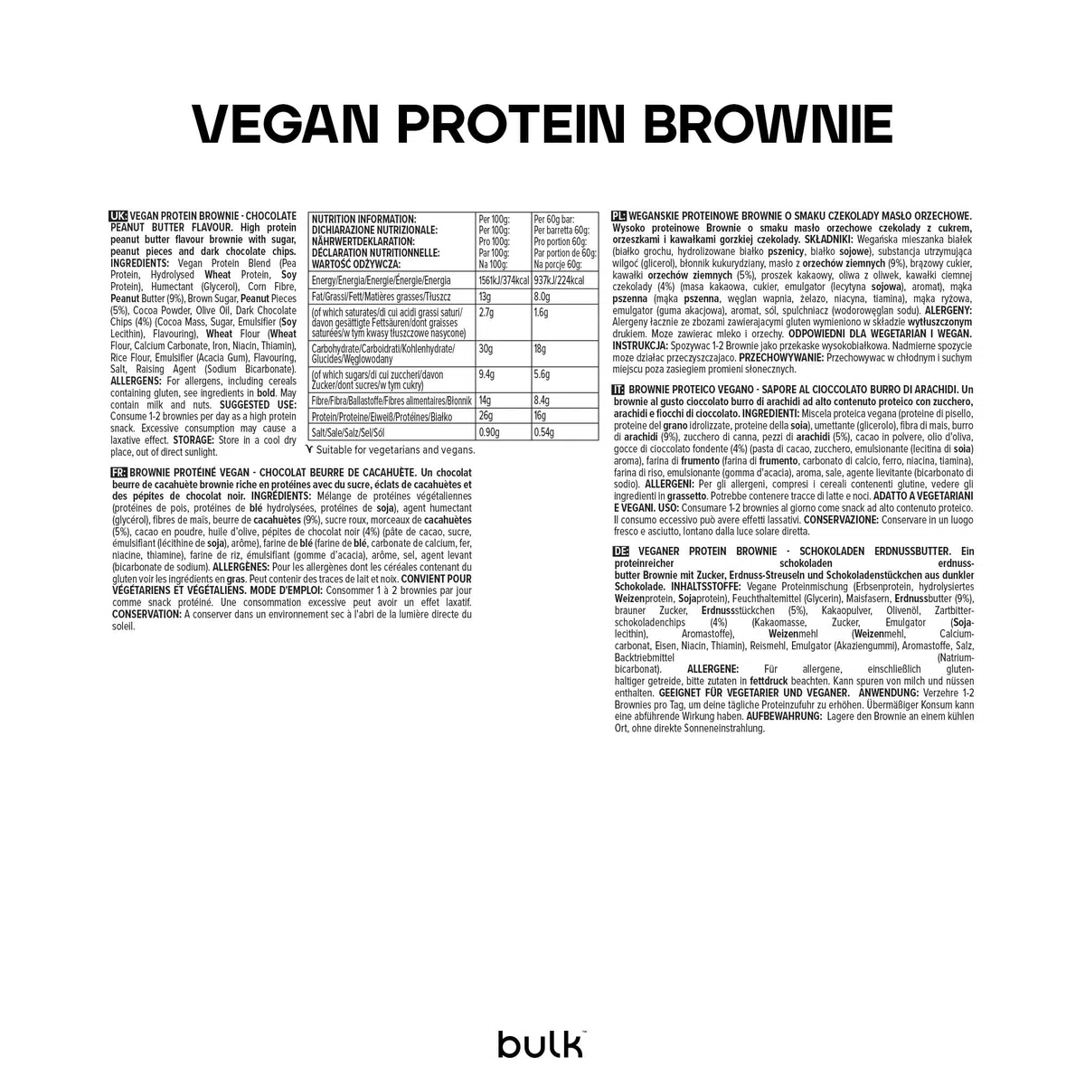 Bulk Vegan Protein Brownie, Peanut Butter, Pack of 12