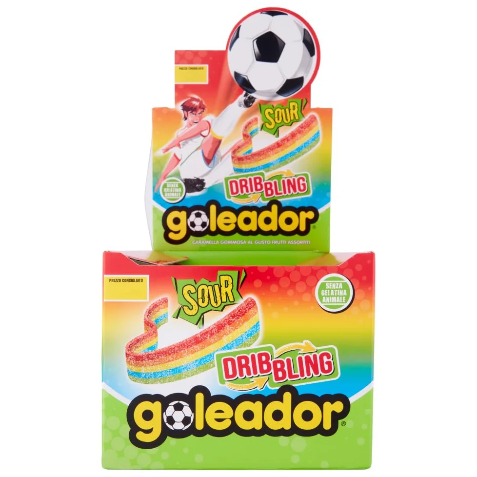 Goleador Dribbling Rainbow, Caramelle Gommose, Gusto Frutti Assortiti Frizzanti, Sour, Confenzione da 144 Pezzi Monoporzione, Incartati Singolarmente, Ottime da Condividere