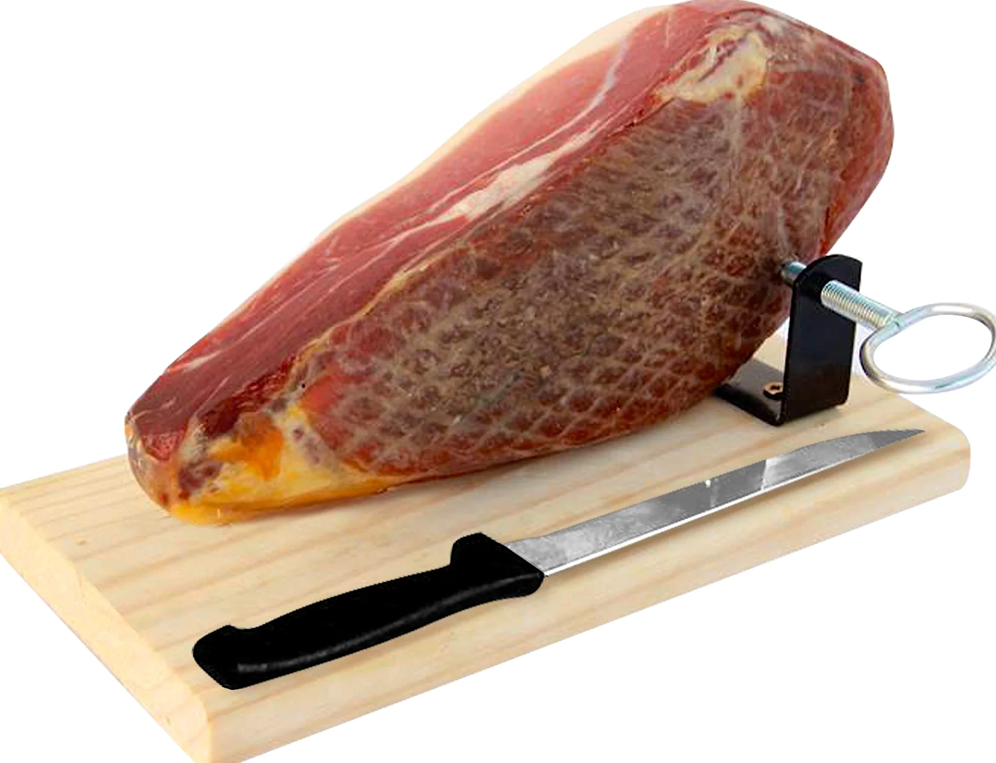 Prosciutto Crudo Serrano Spagnolo Stagionato e Disossato (Jamon Serrano) + Porta Prosciutto + Coltello 1 Kg (Mini) Jamonprive