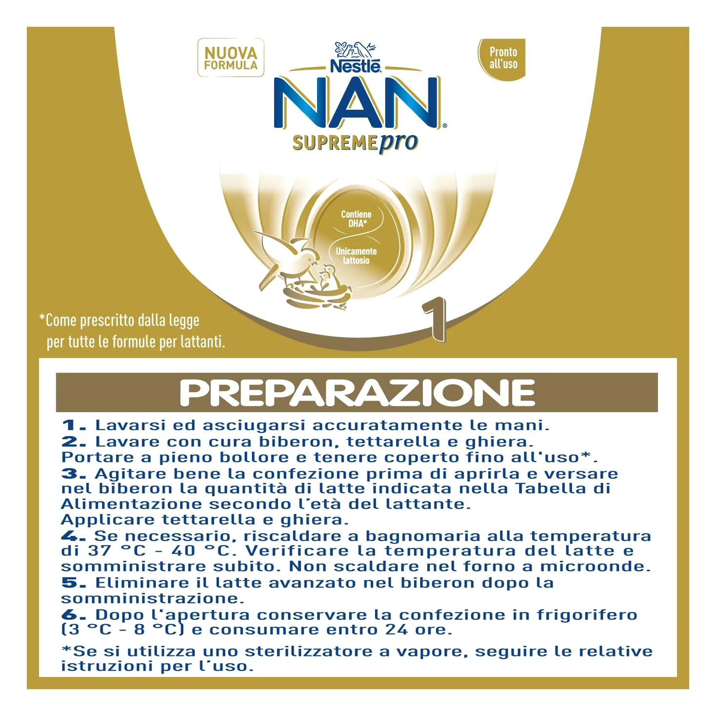 NESTLÉ NAN SUPREMEpro 1 Latte per Lattanti Liquido dalla nascita, 12 Brick da 300ml (3,6L)