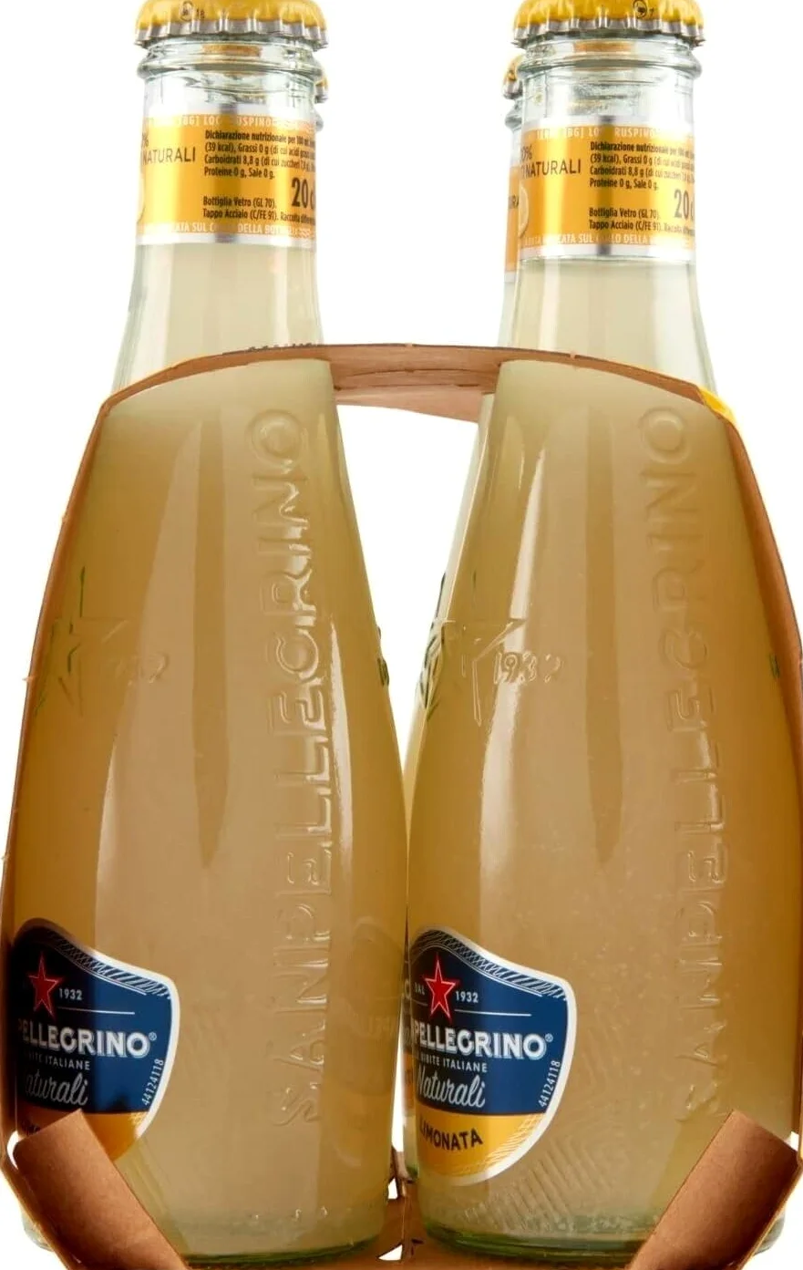 24x San Pellegrino Limonata Naturali Bevanda Analcolica Rinfrescante con succo di limone italiano, Bottiglia di vetro 20cl