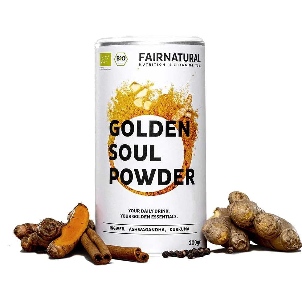 BIO Curcuma e Piperina Latte in polvere I Golden Milk alla curcuma in polvere con zenzero e molti altri superalimenti [dalla Germania] Immune-Boost & anti-infiammatori con curcumina - 200g