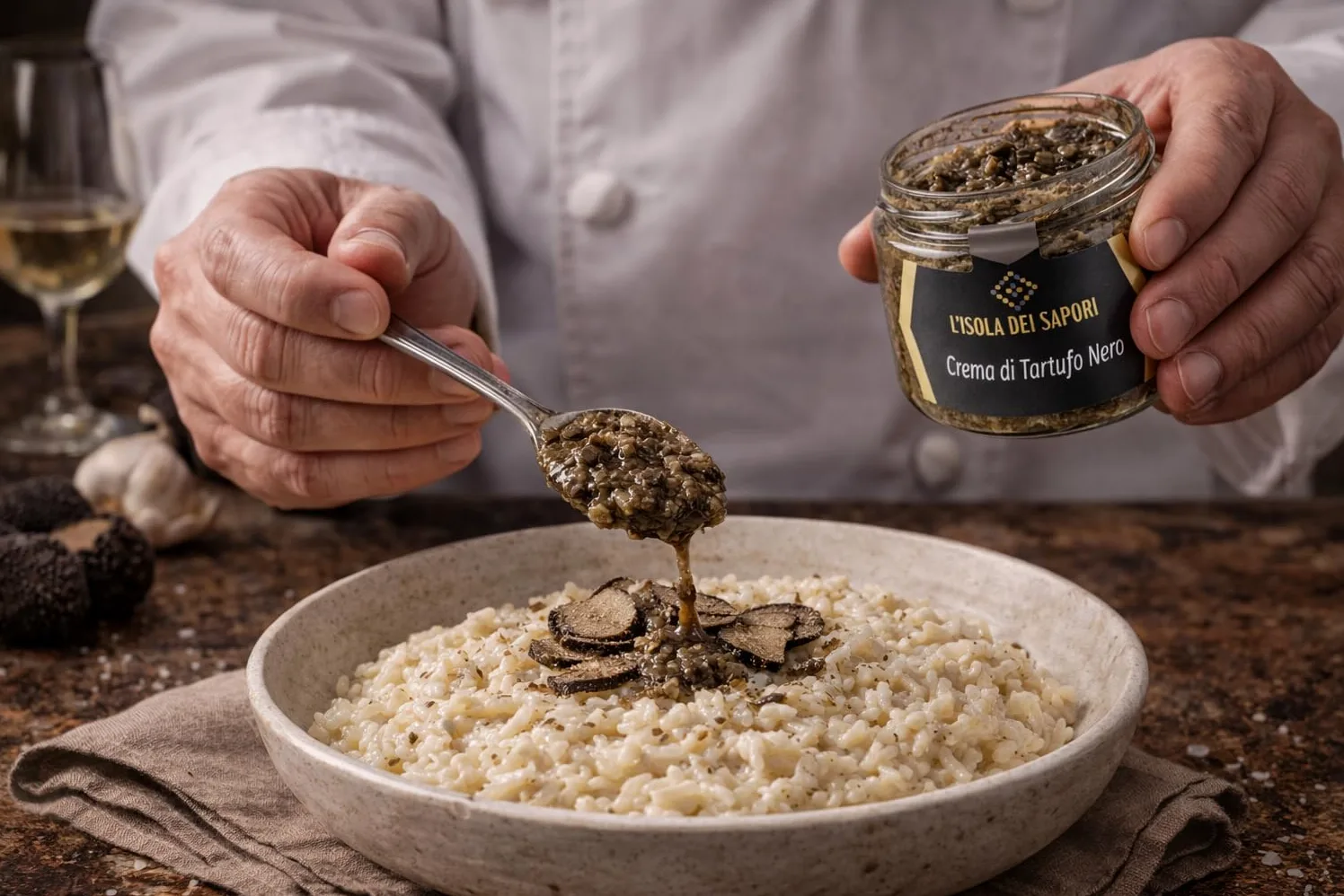 L'Isola dei Sapori 100% Crema di Tartufo Nero, Condimento Pasta Risotto Bruschette - 100 g