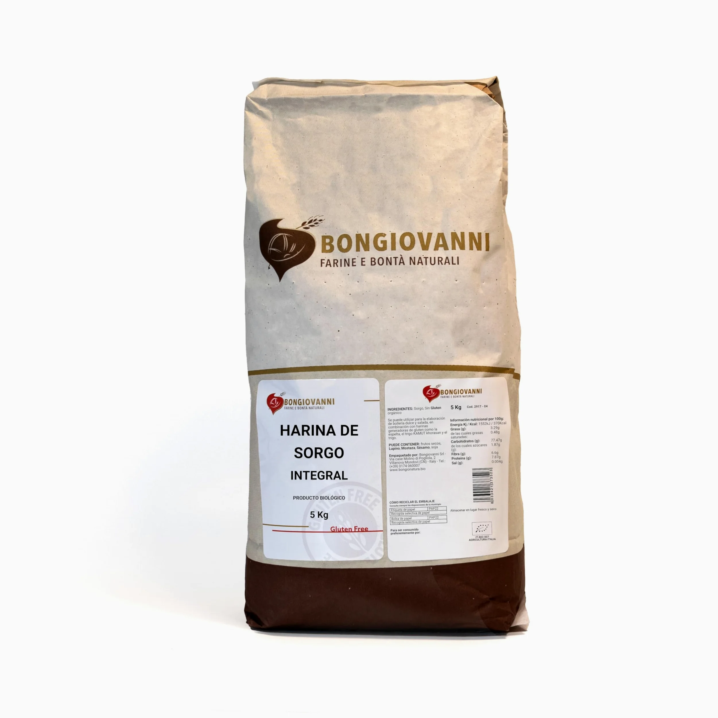 BONGIOVANNI FARINE E BONTA' NATURALI Farina di Sorgo integrale BIO 5Kg