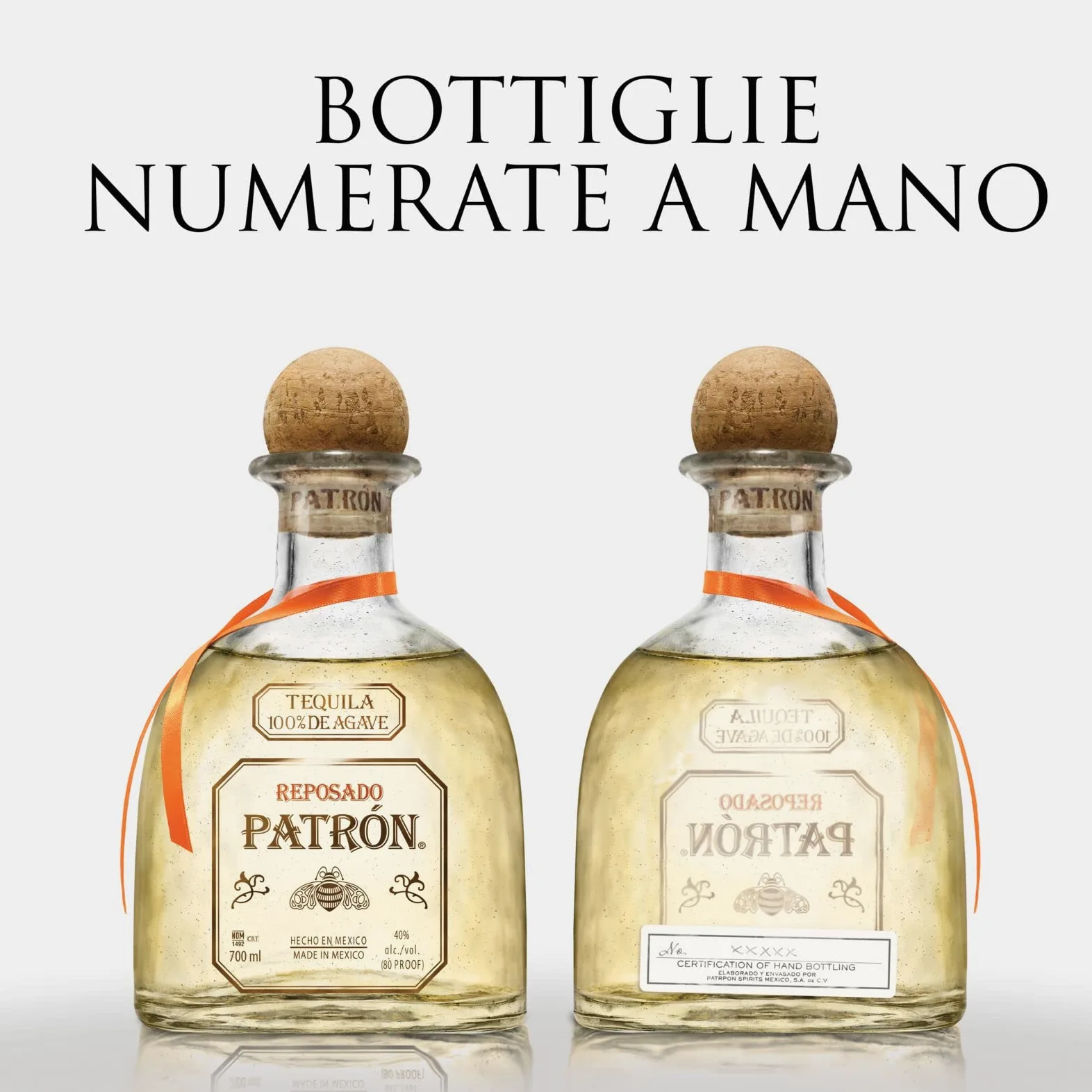 PATRÓN Reposado Premium Tequila, Vol. 40%, 70 cl / 700 ml, creata in Messico in piccoli lotti a partire dal 100% della migliore agave Weber Blue, invecchiata per oltre 2 mesi in botti di rovere