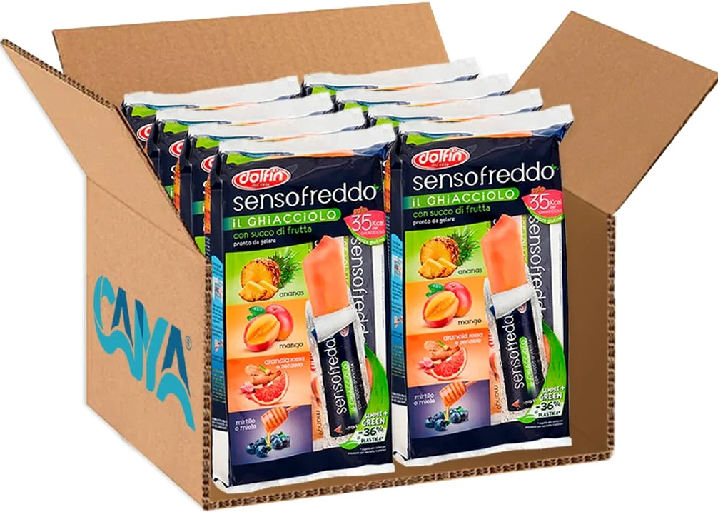 8X Sensofreddo Ghiaccioli Assortiti Gusti Ananas, Mango, Arancia Rossa con Zenzero e Mirtillo con Miele 420ml
