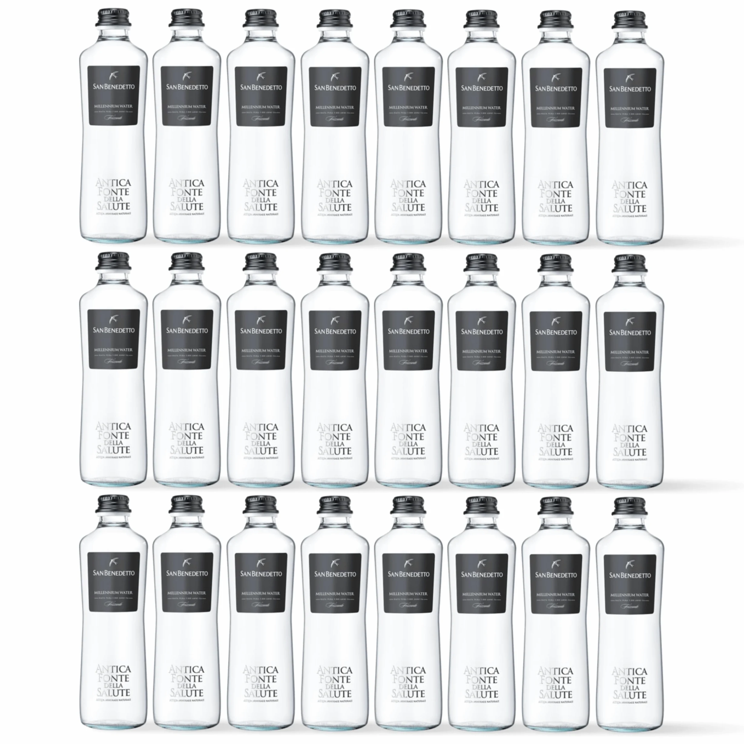 Acqua San Benedetto Frizzante Antica Fonte della Salute | Premium Water | Confezione da 24 Bottiglie in Vetro da 330ml