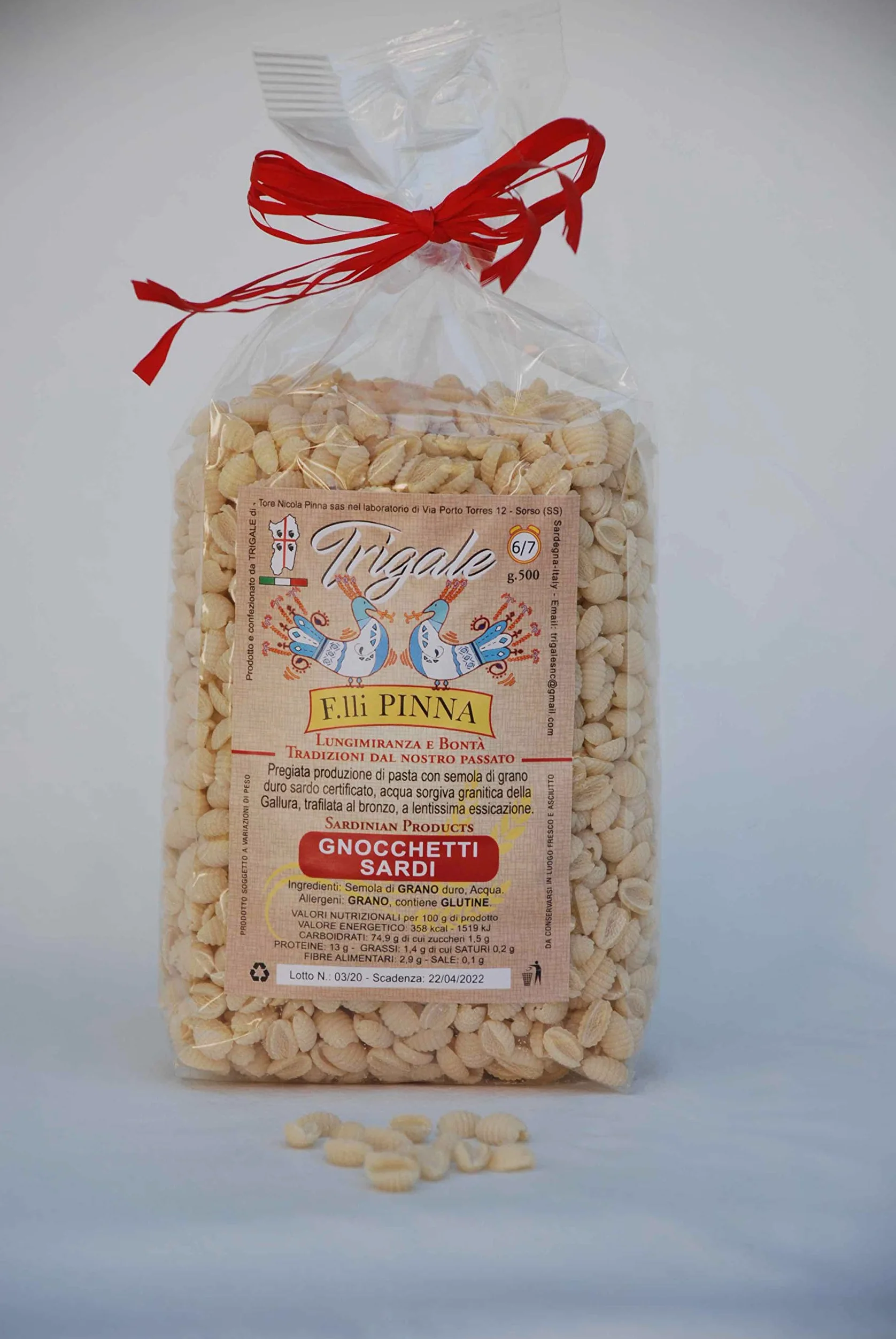 24 x 500 gr - Gnocchetti sardi. Pasta tipica prodotta a Sorso (Sardegna) dal pastificio Trigale
