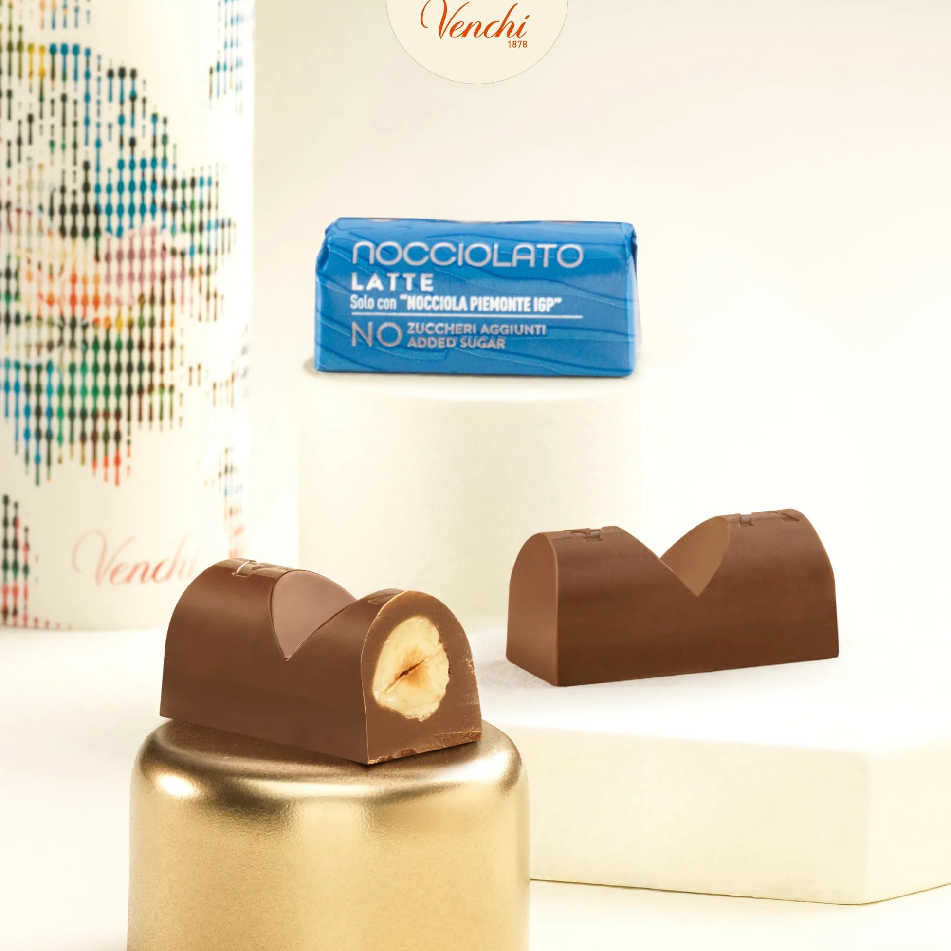 Venchi - Lingottino Nocciolato Latte -70% di Zuccheri - Cioccolatino con Nocciole Piemonte IGP intere, 1 kg - Senza Glutine