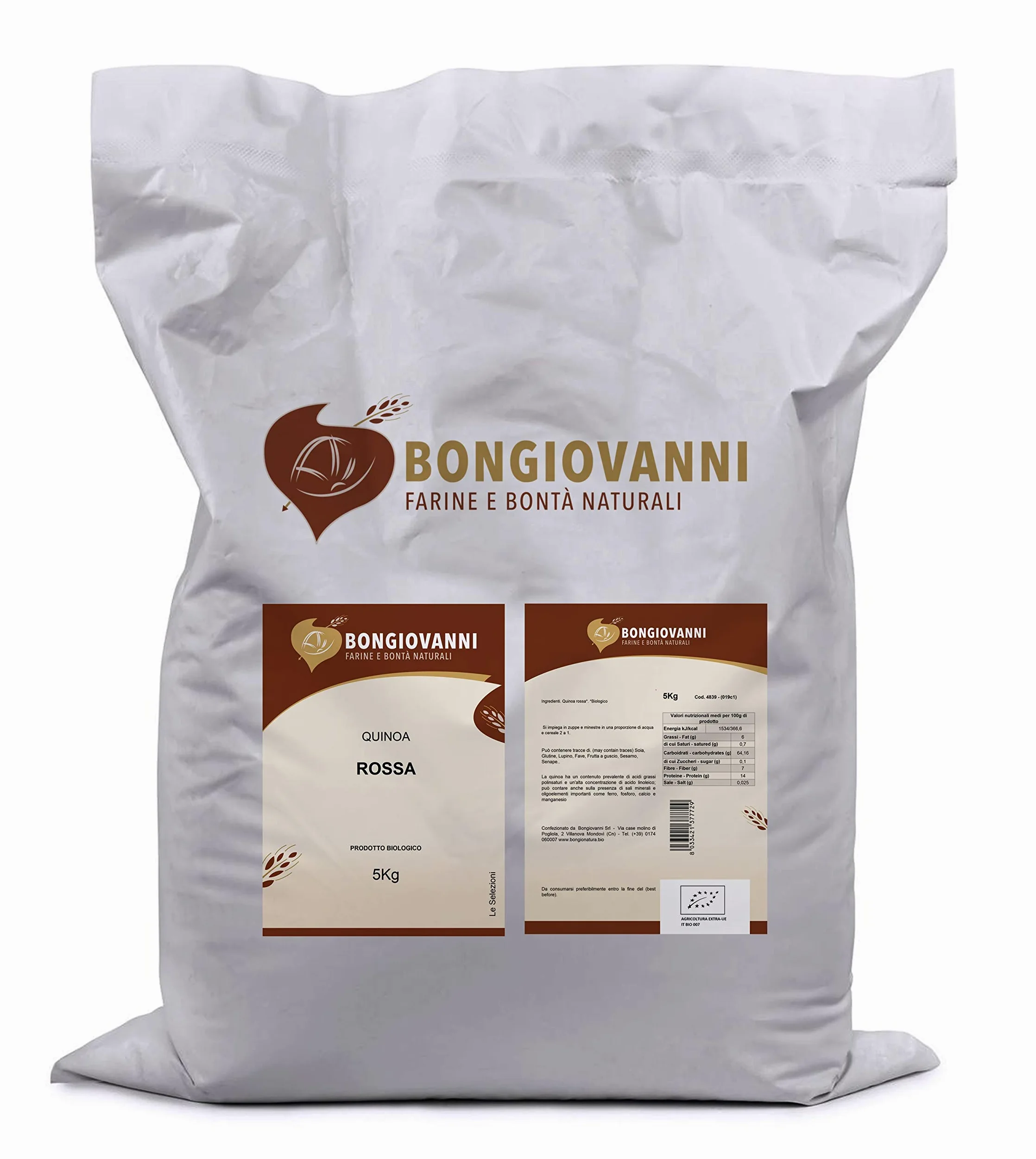 BONGIOVANNI FARINE E BONTA' NATURALI Quinoa rossa 5Kg BIO