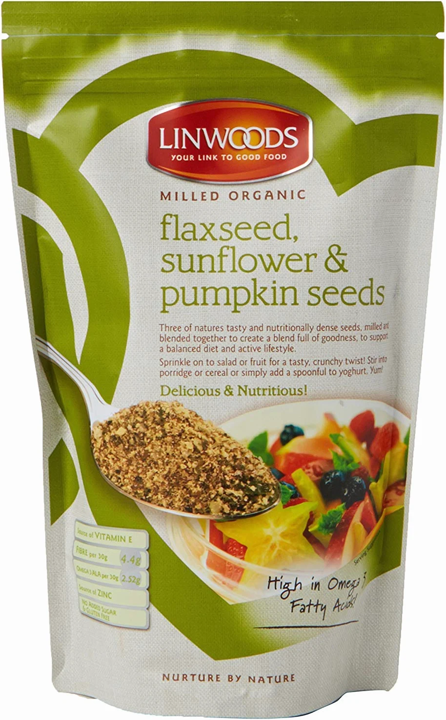 LINWOODS Semi di lino macinati biologici girasole e zucca 425 g (confezione da 6)