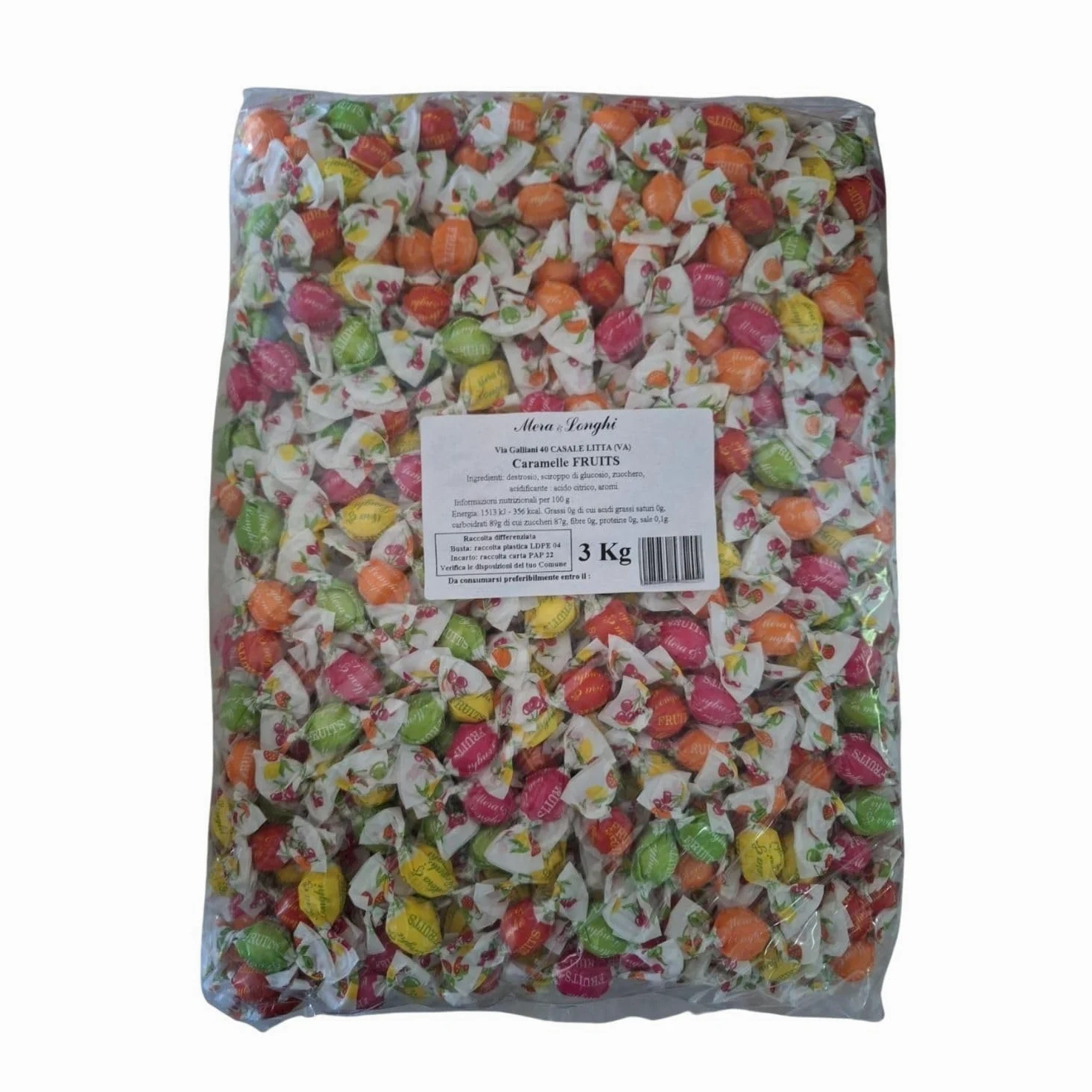Mera & Longhi dal 1896 - CARAMELLE ZUCCHERATE FRUTTINI SICILIANI - Confezione da 3 Kg