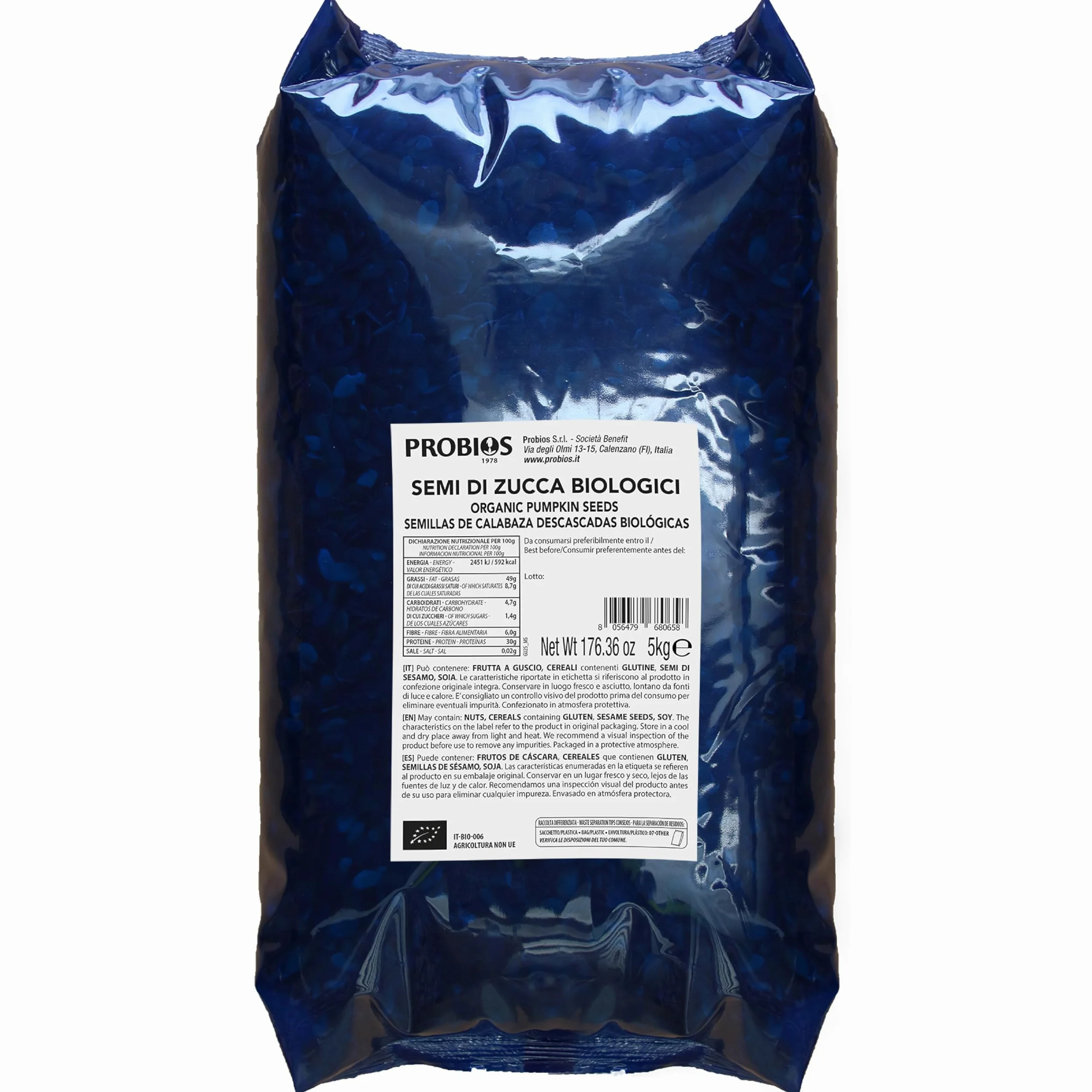 Probios Semi di Zucca Bio - Ricchi di Nutrienti - Perfetto per Piatti Dolci e Salati - Deliziosi e di Qualità Premium Semi Zucca - Confezione da 5 kg