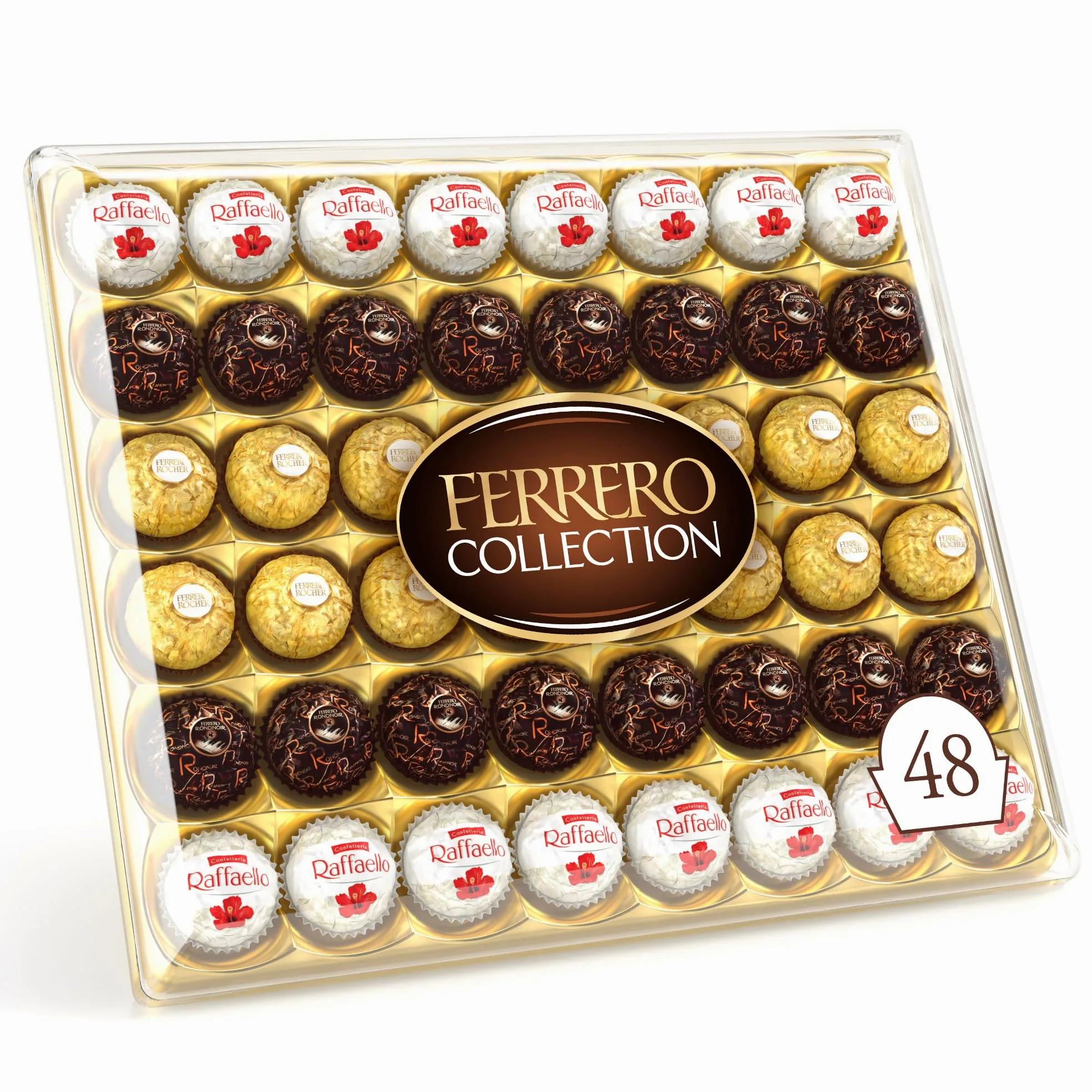 Ferrero Collection - 48 Specialità Assortite al Cioccolato, Racchiuse in una Elegante Scatola Natalizia, Idea Regalo Natale, Compleanno e Anniversario, Confezione da 518 gr