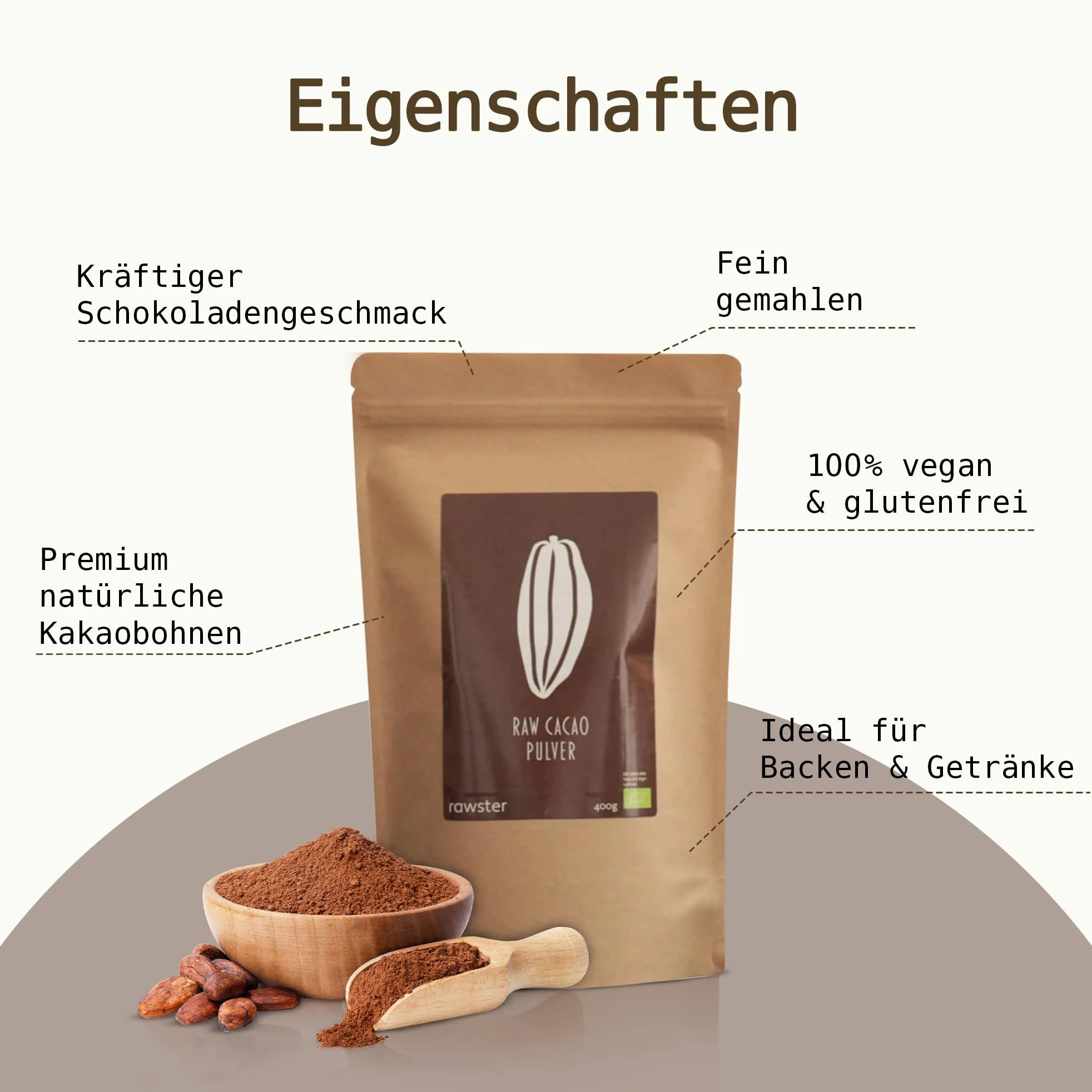 Cacao crudo biologico non zuccherato in polvere dal Perù | 100% naturale | Cacao crudo in polvere… (400 g)