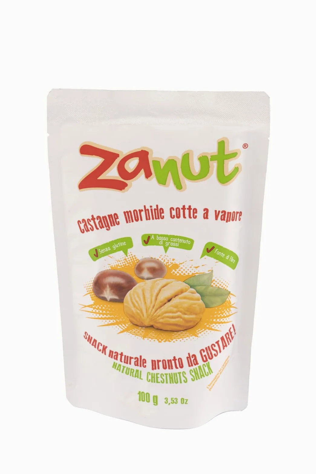 Maxi Box Zanut Contenente 20 Pezzi Da 100 g Castagne Morbide Cotte A Vapore Snack Naturali Pronti Da Gustare Senza Glutine E Senza Conservanti Basso Contenuto di Grassi e fonte Di Fibre